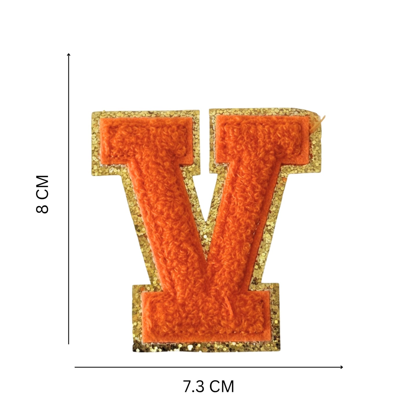 Iron On/Sew On Patch - Glitter Gold Edge Colorful Embroidered Letter "V''
