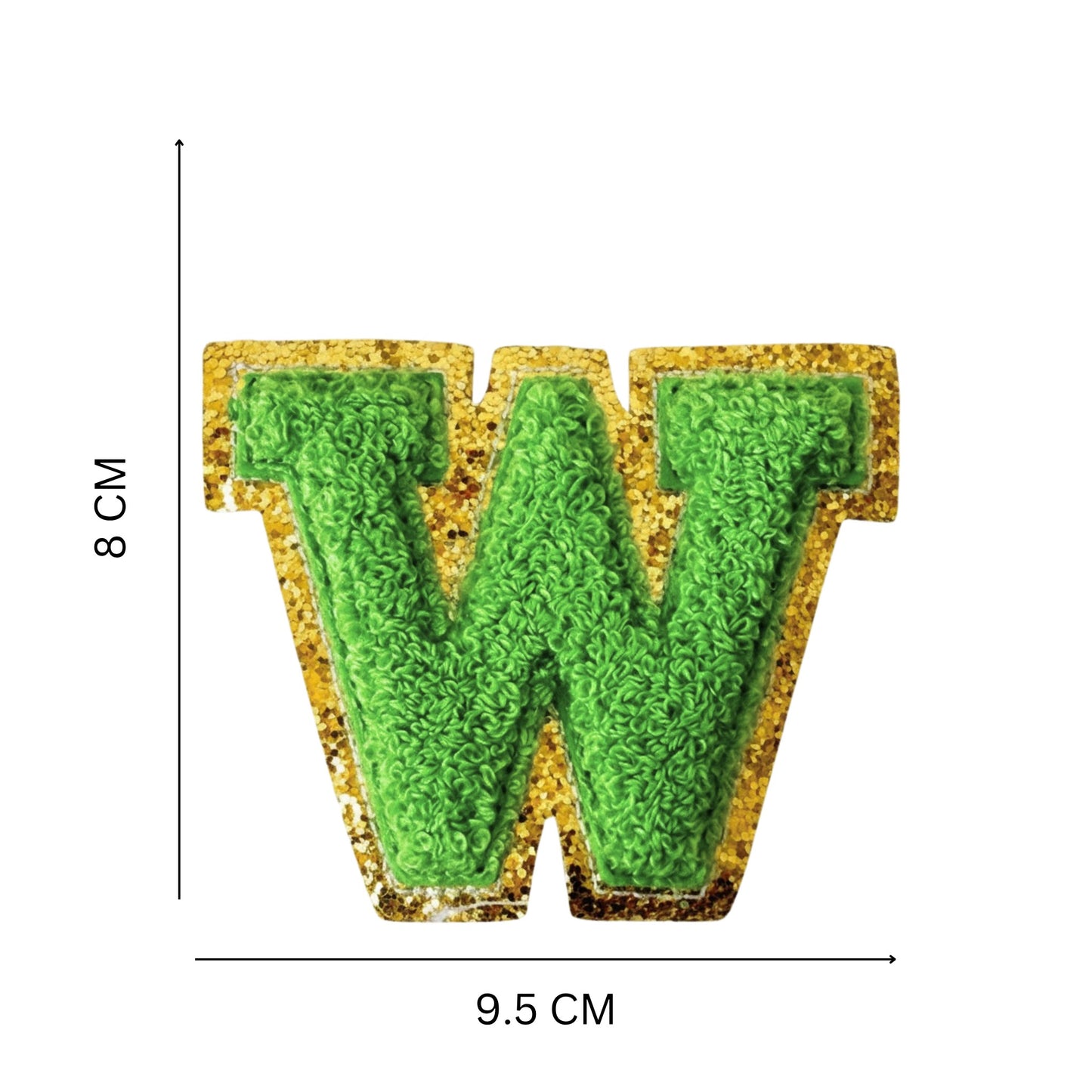 Iron On/Sew On Patch - Glitter Gold Edge Colorful Embroidered Letter "W''