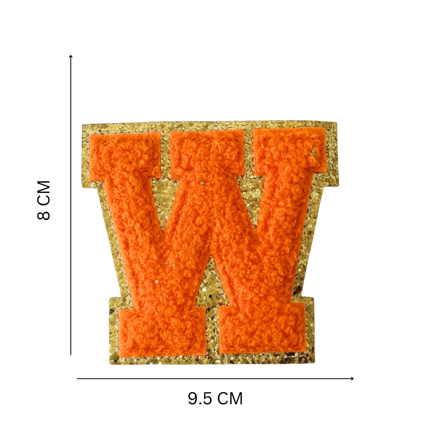 Iron On/Sew On Patch - Glitter Gold Edge Colorful Embroidered Letter "W''