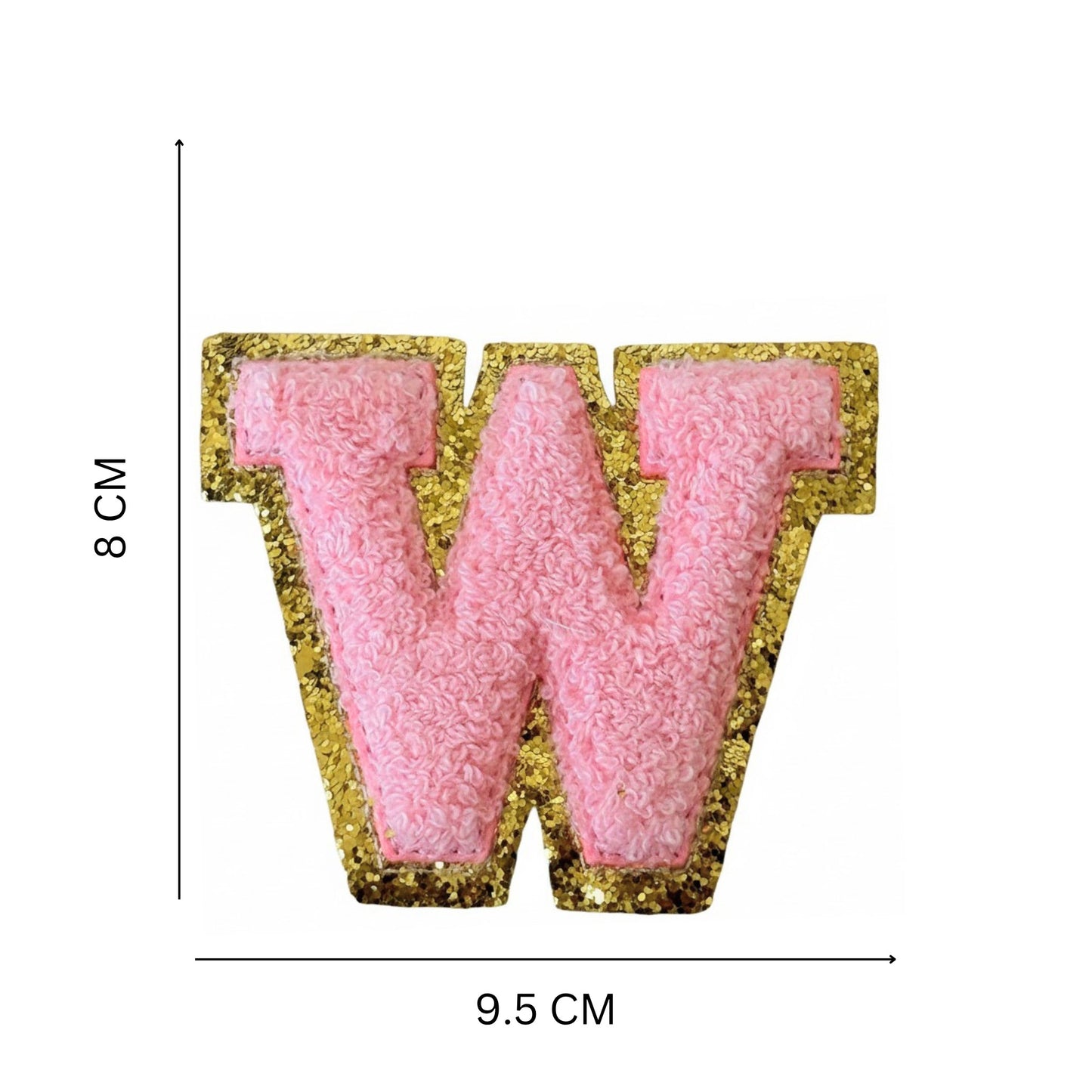 Iron On/Sew On Patch - Glitter Gold Edge Colorful Embroidered Letter "W''
