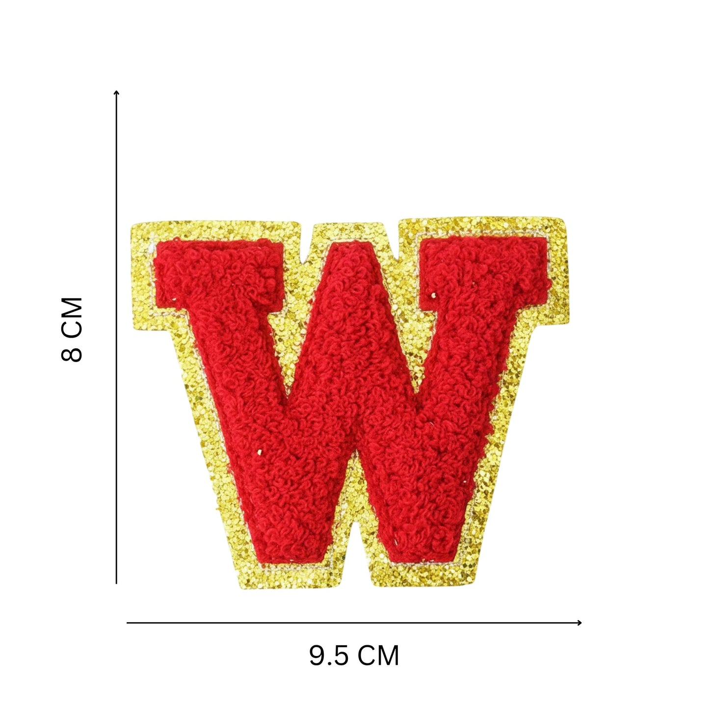 Iron On/Sew On Patch - Glitter Gold Edge Colorful Embroidered Letter "W''