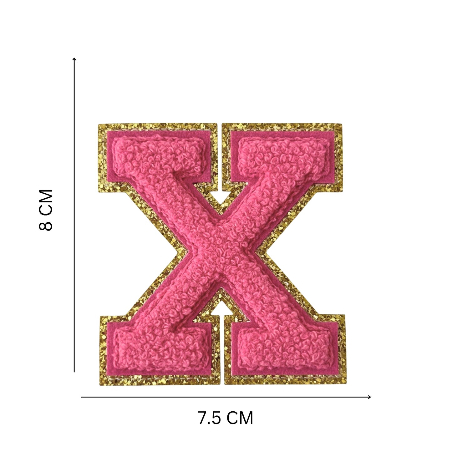 Iron On/Sew On Patch - Glitter Gold Edge Colorful Embroidered Letter "X''