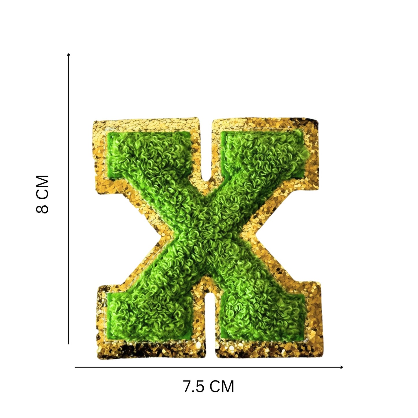 Iron On/Sew On Patch - Glitter Gold Edge Colorful Embroidered Letter "X''