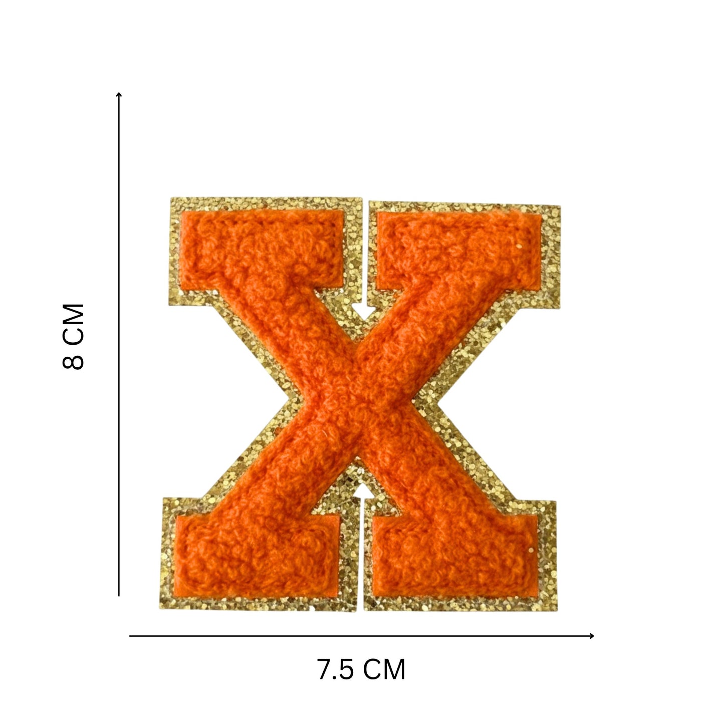 Iron On/Sew On Patch - Glitter Gold Edge Colorful Embroidered Letter "X''