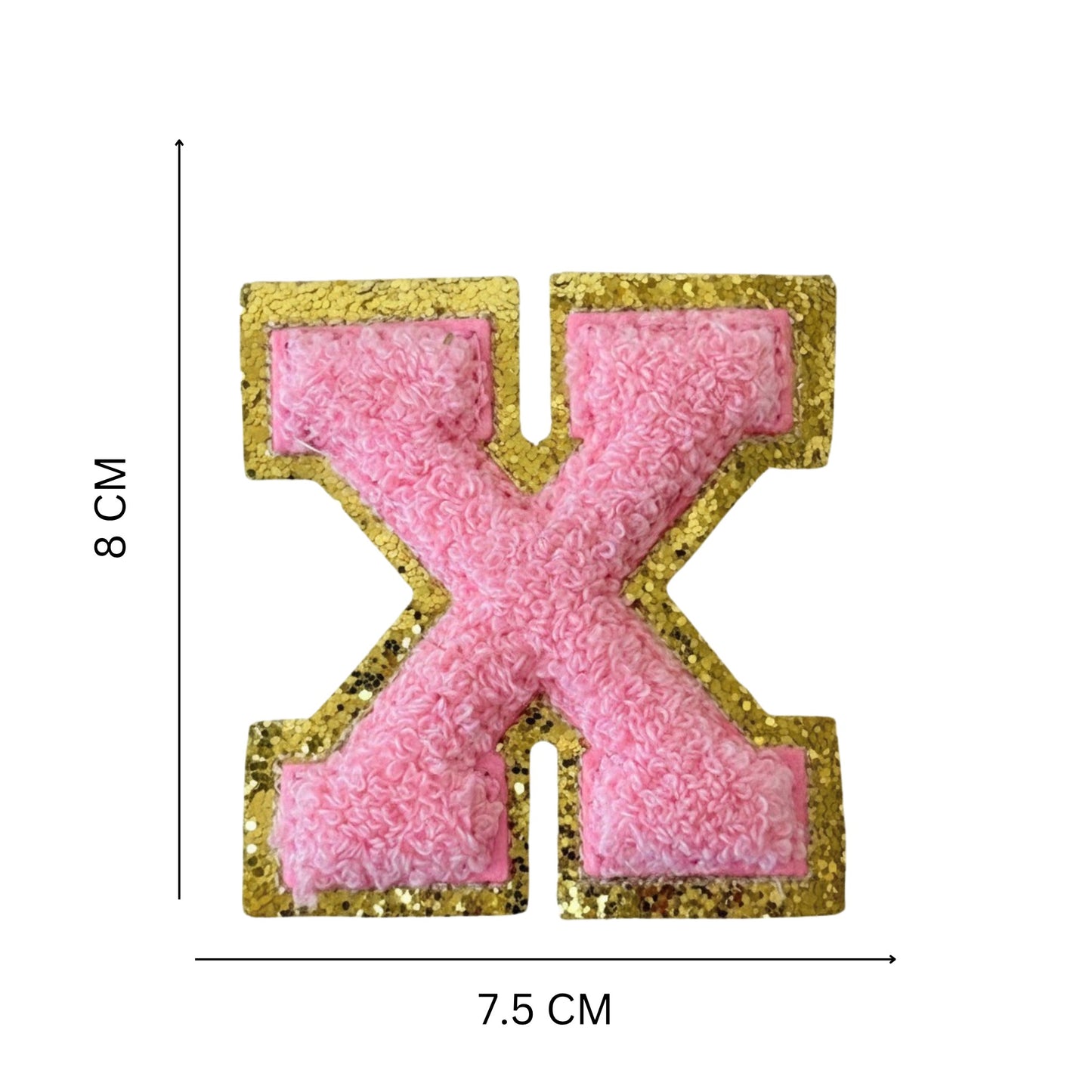 Iron On/Sew On Patch - Glitter Gold Edge Colorful Embroidered Letter "X''