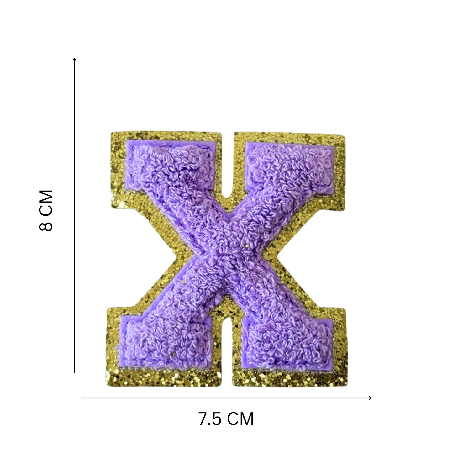 Iron On/Sew On Patch - Glitter Gold Edge Colorful Embroidered Letter "X''
