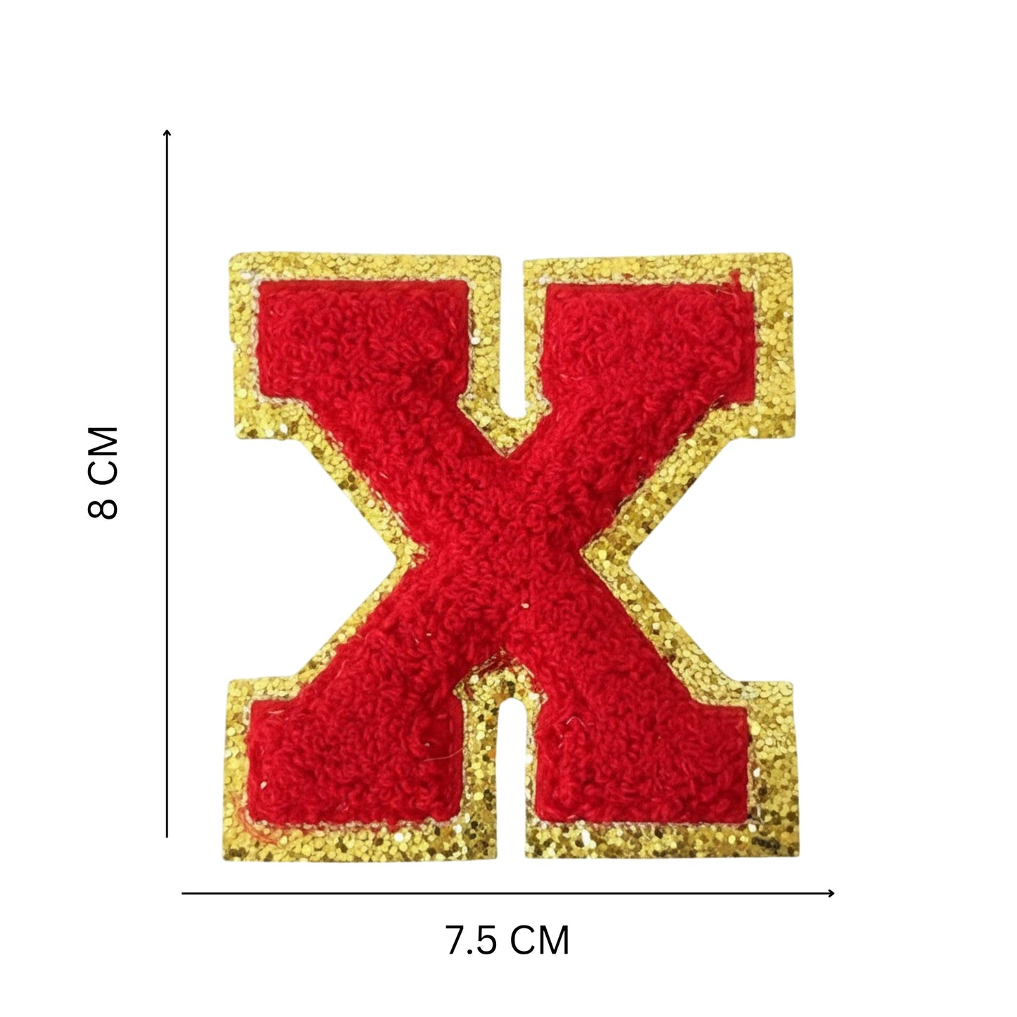 Iron On/Sew On Patch - Glitter Gold Edge Colorful Embroidered Letter "X''