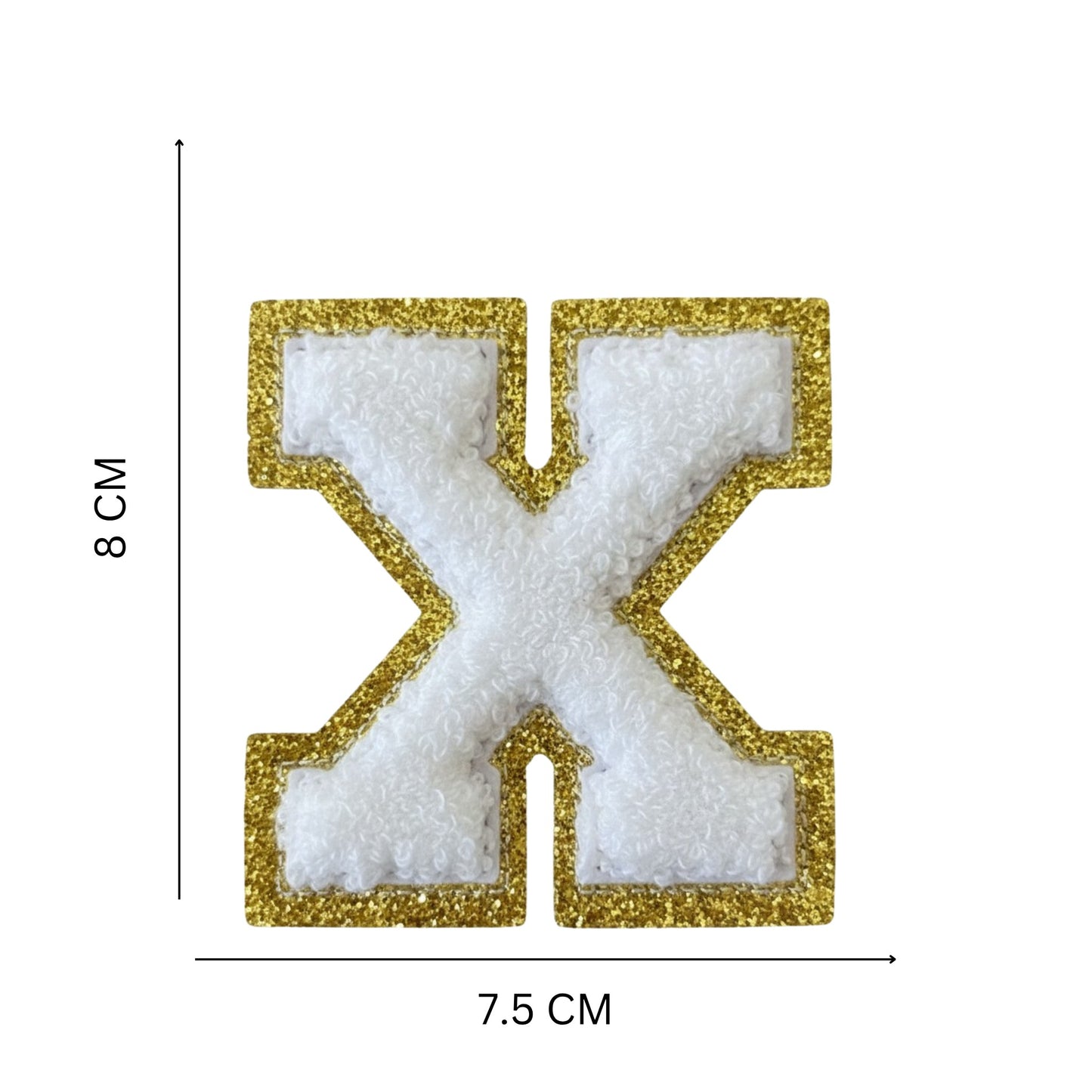 Iron On/Sew On Patch - Glitter Gold Edge Colorful Embroidered Letter "X''
