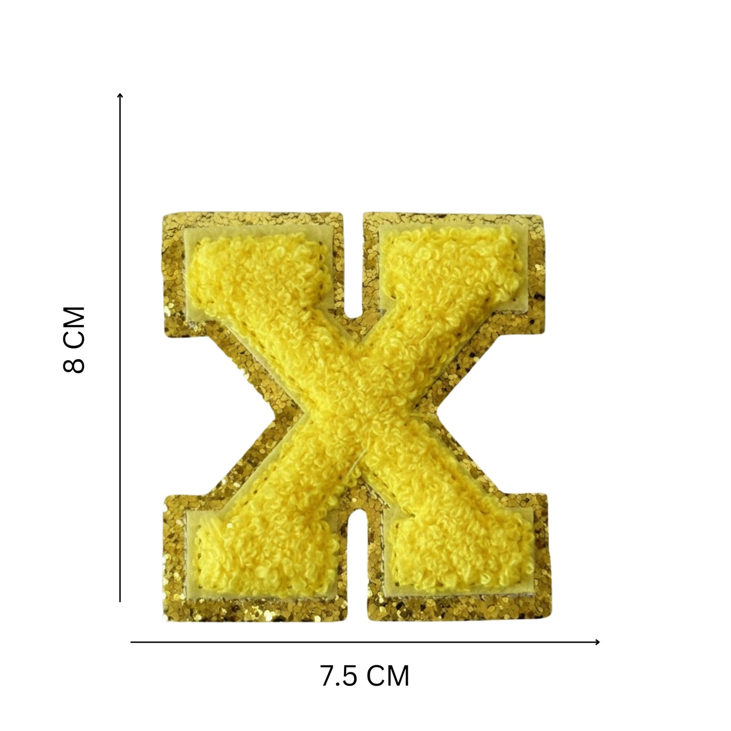 Iron On/Sew On Patch - Glitter Gold Edge Colorful Embroidered Letter "X''