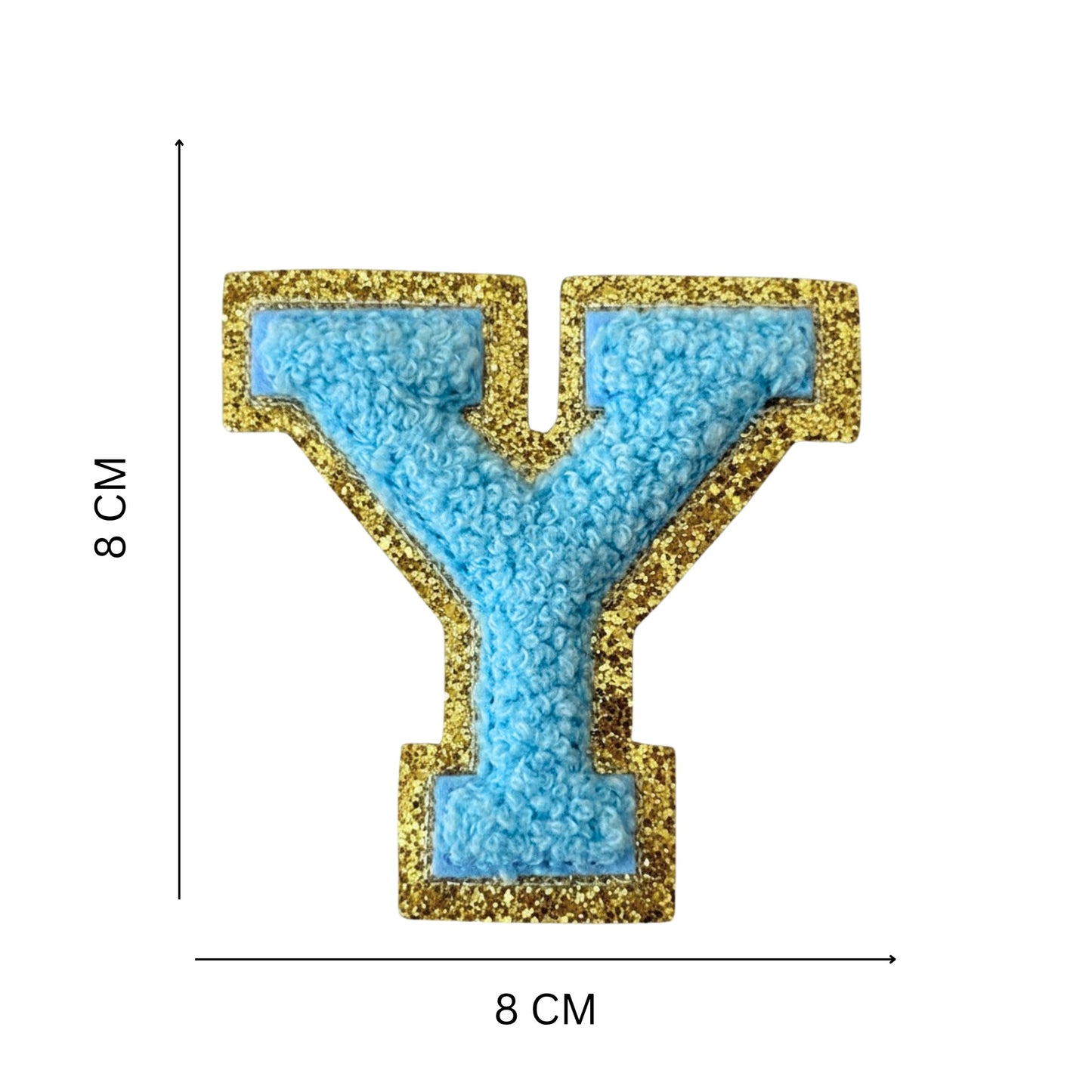 Iron On/Sew On Patch - Glitter Gold Edge Colorful Embroidered Letter "Y''