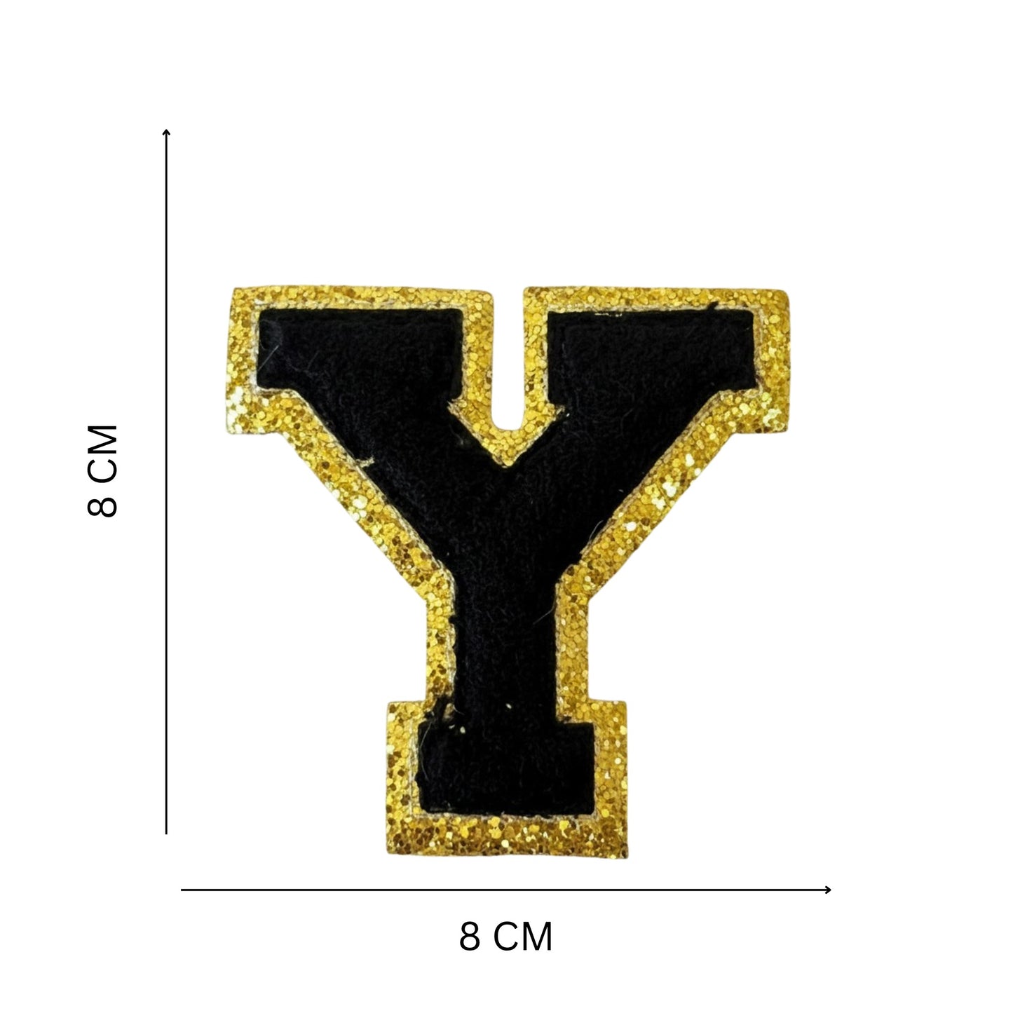 Iron On/Sew On Patch - Glitter Gold Edge Colorful Embroidered Letter "Y''