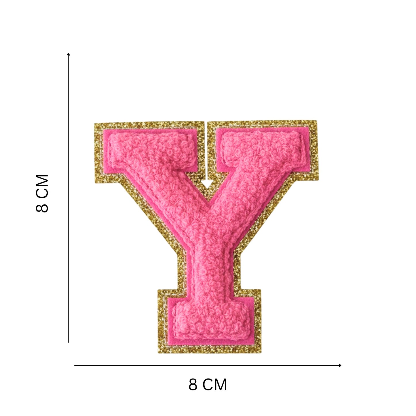 Iron On/Sew On Patch - Glitter Gold Edge Colorful Embroidered Letter "Y''