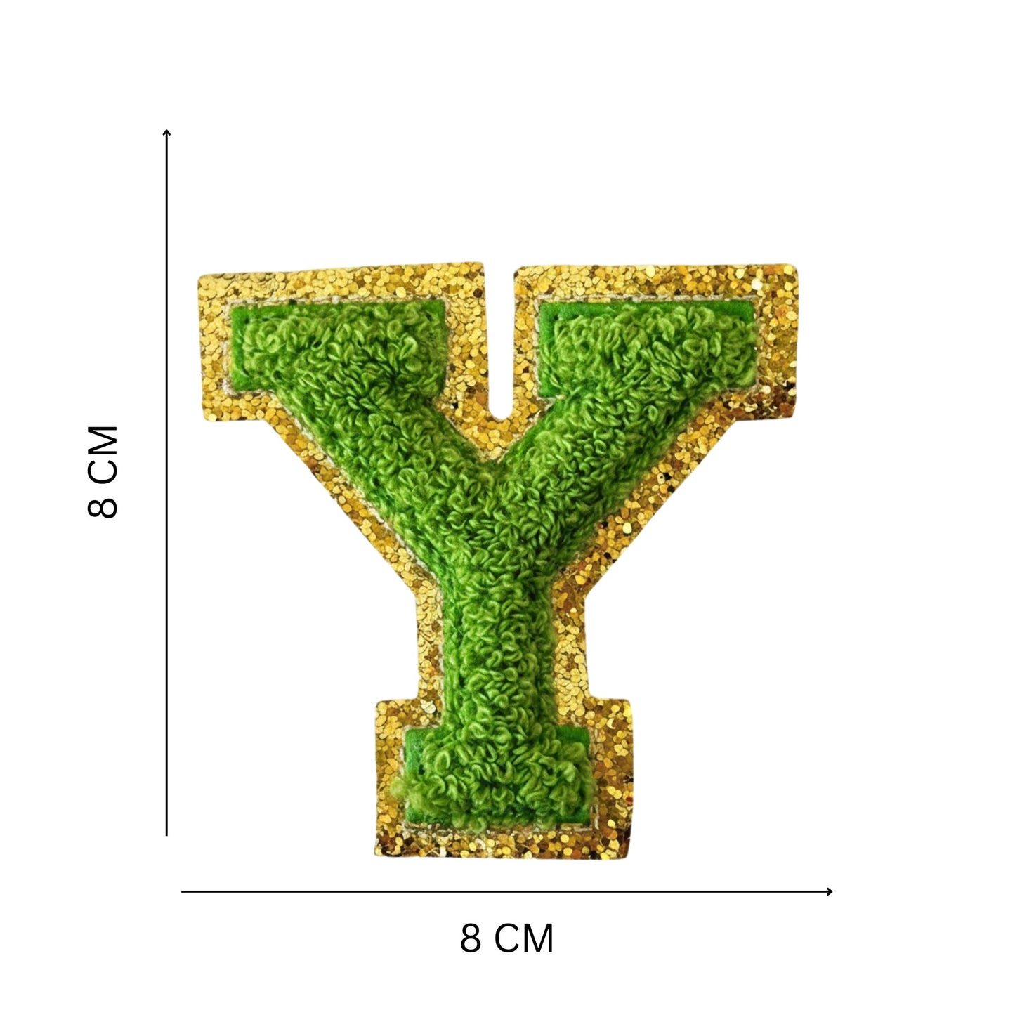 Iron On/Sew On Patch - Glitter Gold Edge Colorful Embroidered Letter "Y''