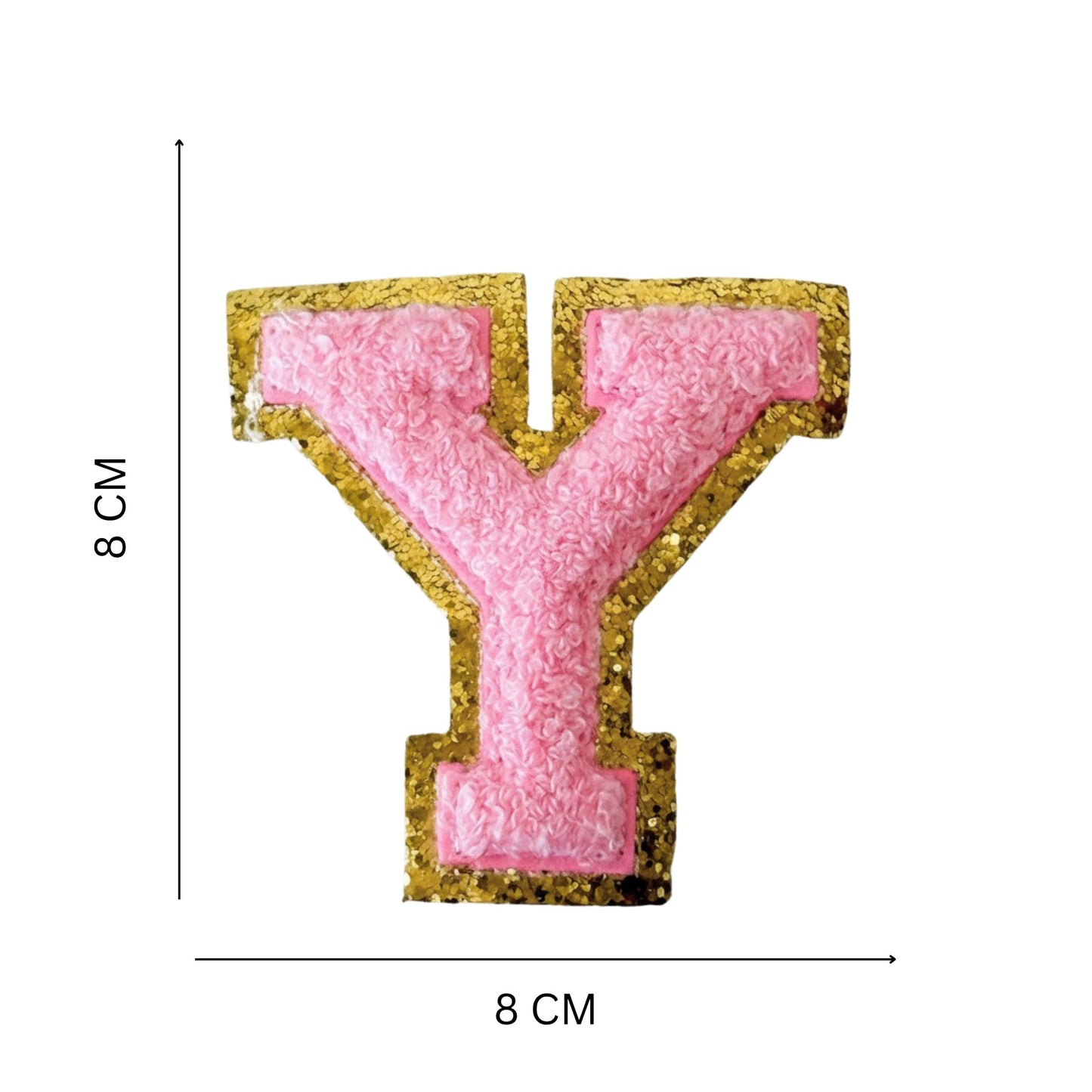 Iron On/Sew On Patch - Glitter Gold Edge Colorful Embroidered Letter "Y''