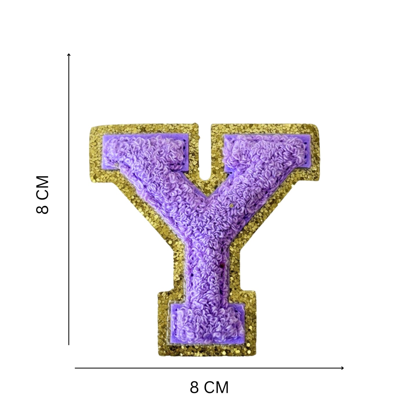 Iron On/Sew On Patch - Glitter Gold Edge Colorful Embroidered Letter "Y''