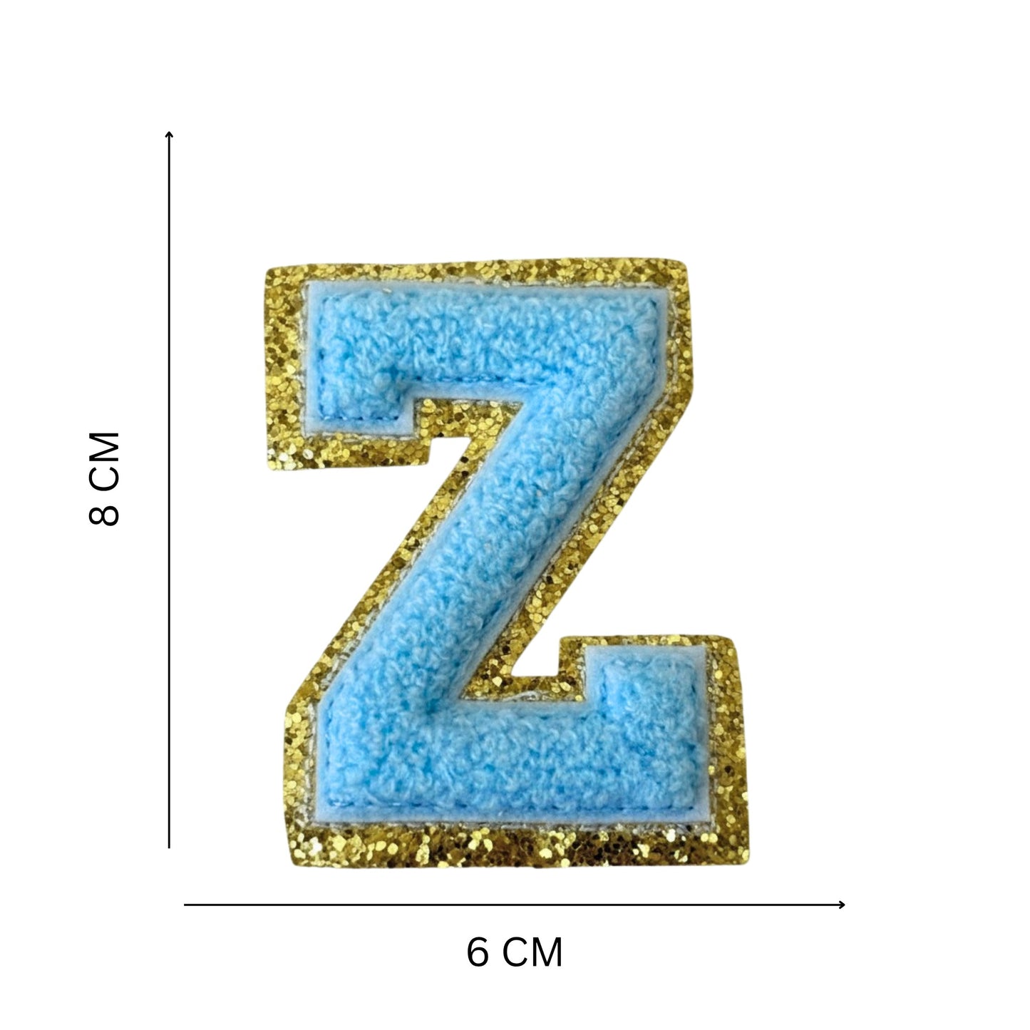 Iron On/Sew On Patch - Glitter Gold Edge Colorful Embroidered Letter "Z''