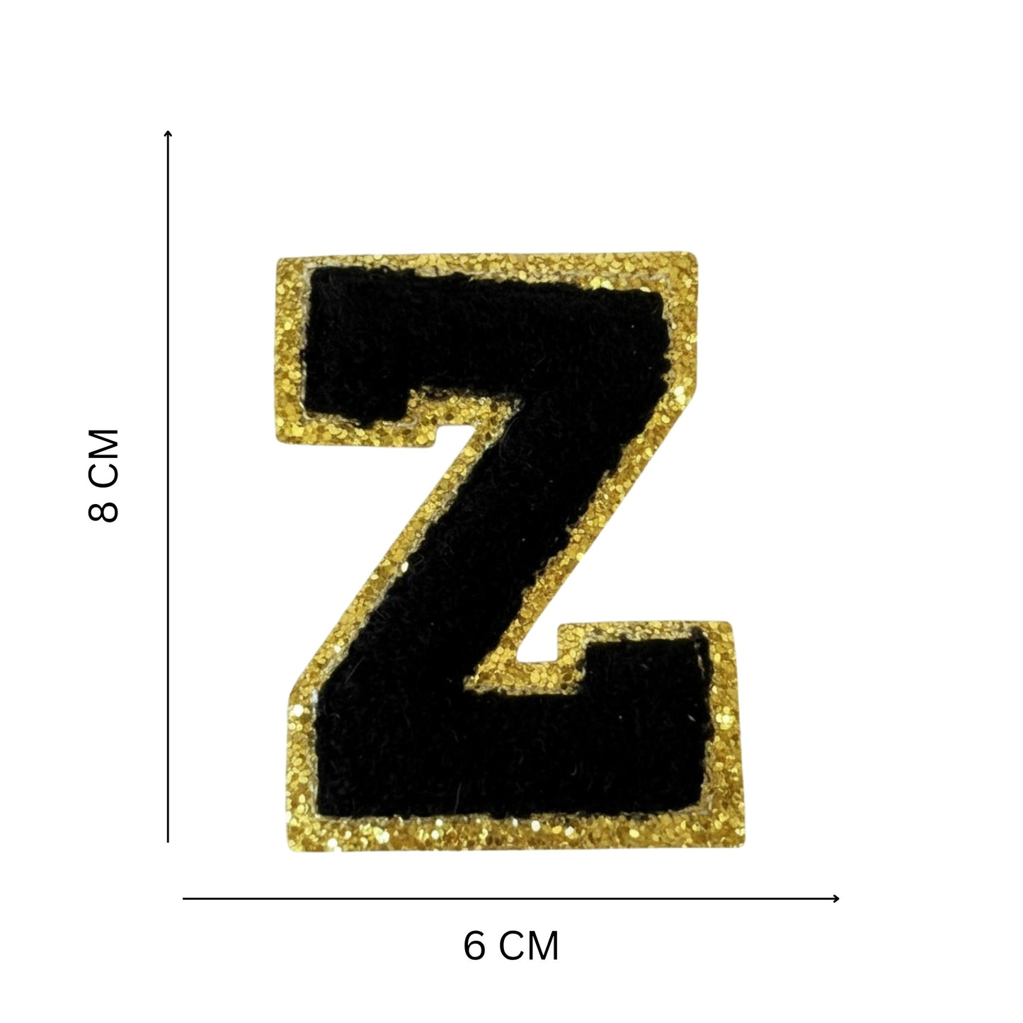 Iron On/Sew On Patch - Glitter Gold Edge Colorful Embroidered Letter "Z''