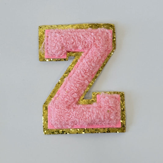 Iron On/Sew On 8cm Glitter Gold Edge Colorful Embroidered Letter "Z''