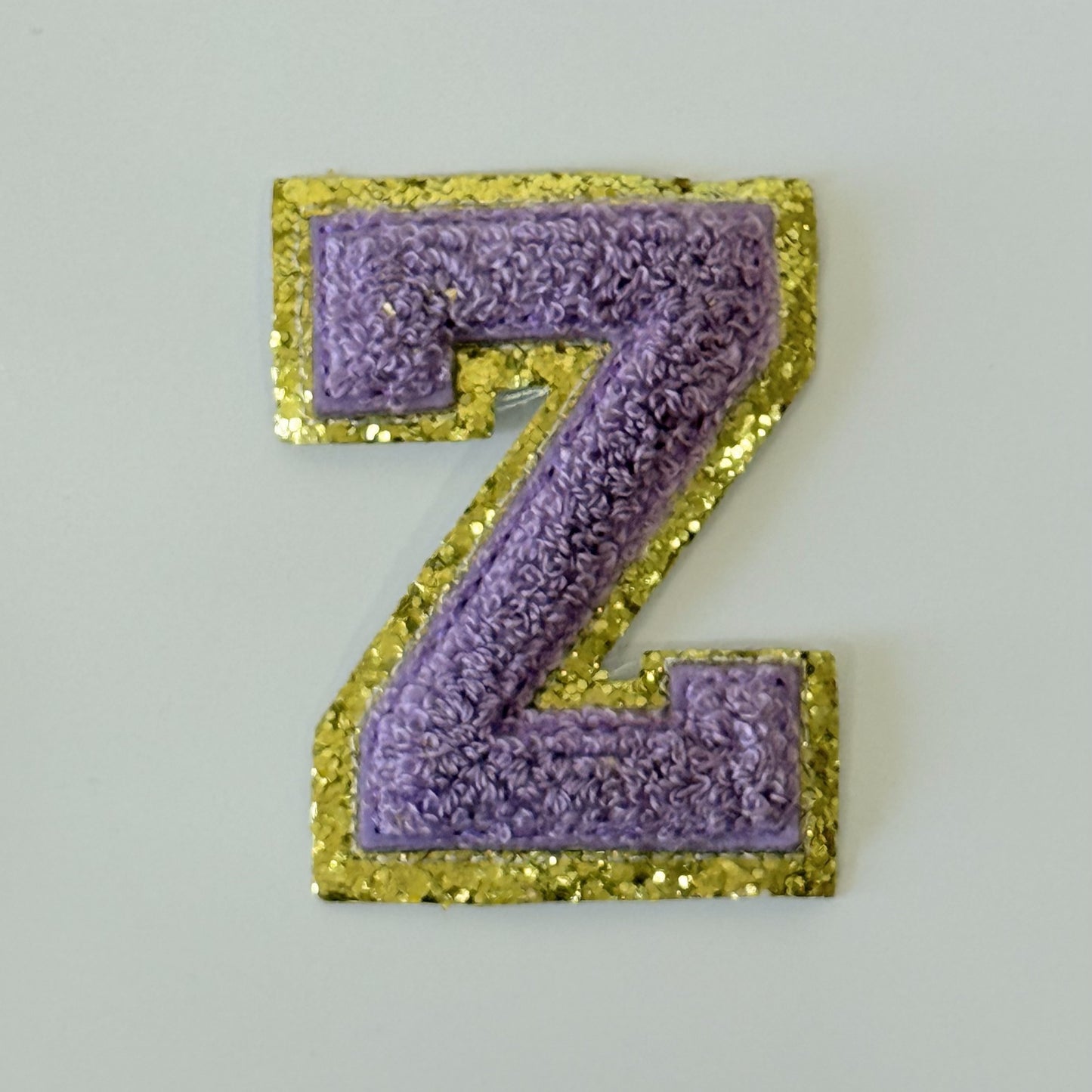 Iron On/Sew On 8cm Glitter Gold Edge Colorful Embroidered Letter "Z''