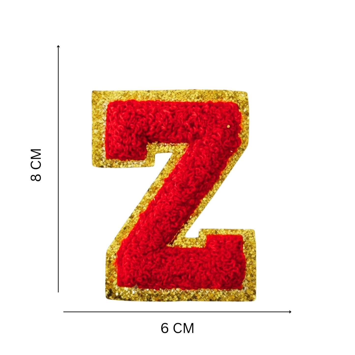Iron On/Sew On Patch - Glitter Gold Edge Colorful Embroidered Letter "Z''