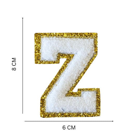 Iron On/Sew On 8cm Glitter Gold Edge Colorful Embroidered Letter "Z''