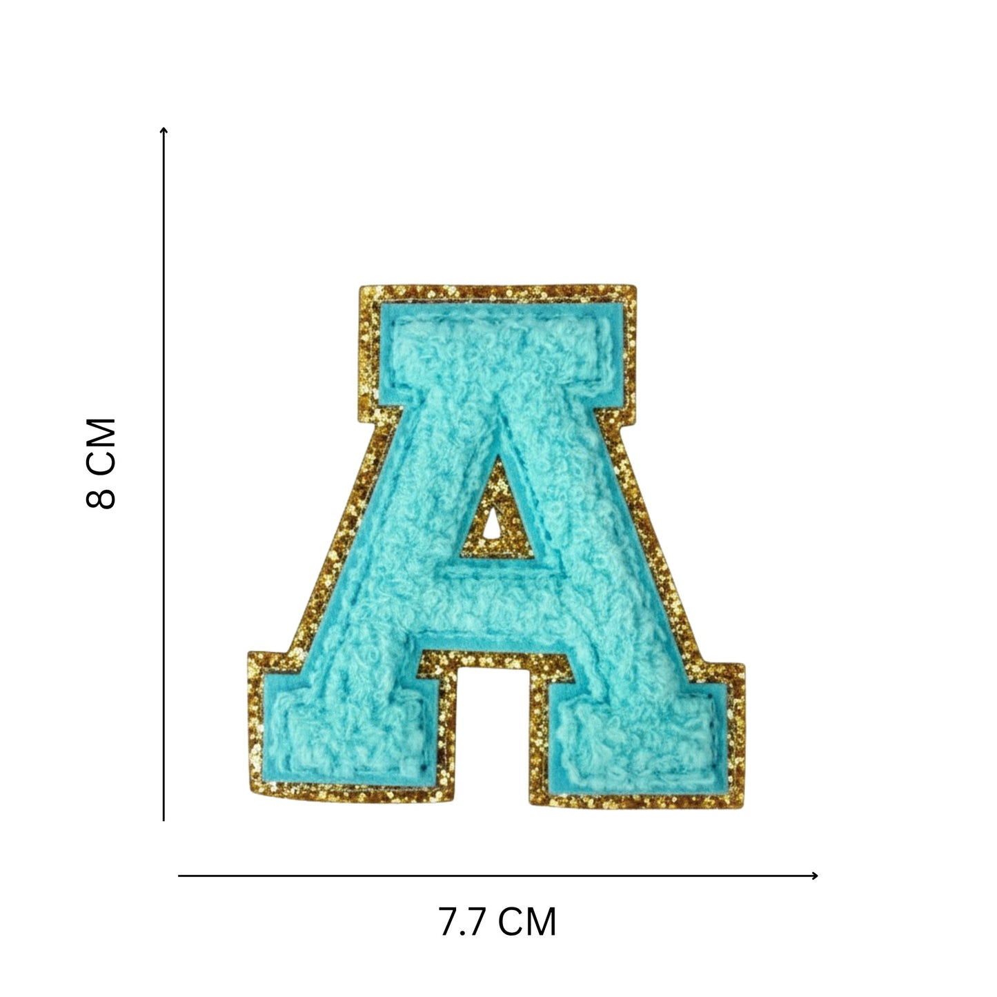 Iron On/Sew On 8cm Glitter Gold Edge Colorful Embroidered Letter "A"