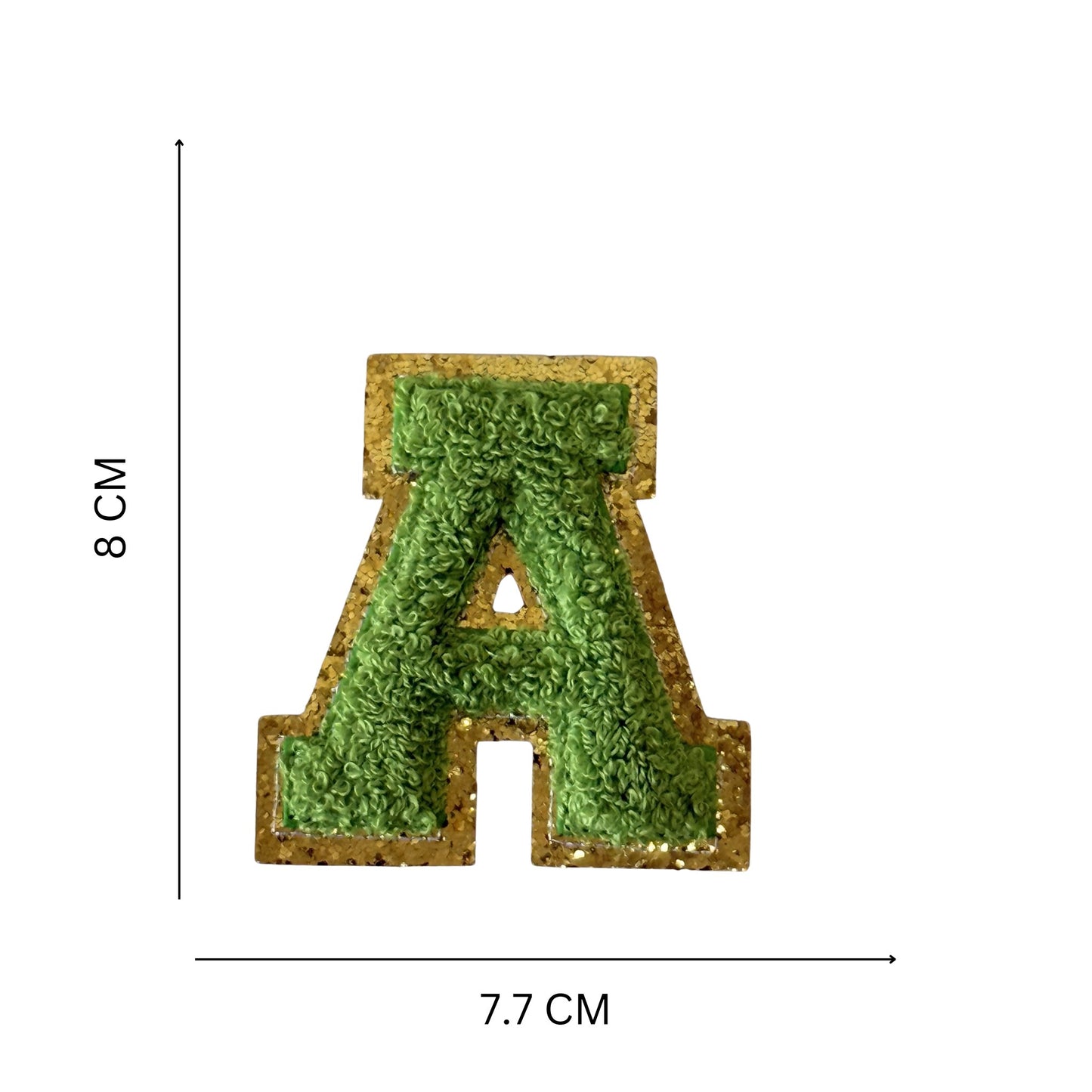 Iron On/Sew On 8cm Glitter Gold Edge Colorful Embroidered Letter "A"