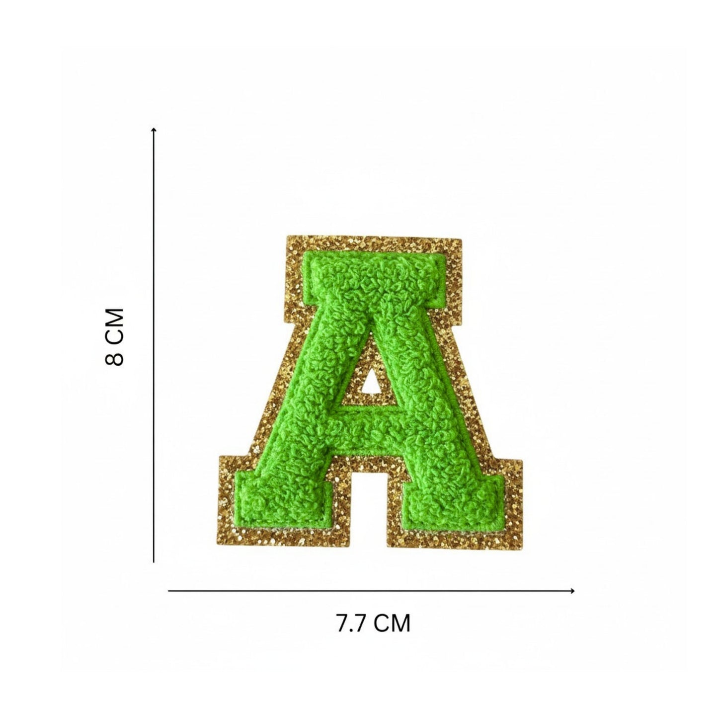 Iron On/Sew On 8cm Glitter Gold Edge Colorful Embroidered Letter "A"