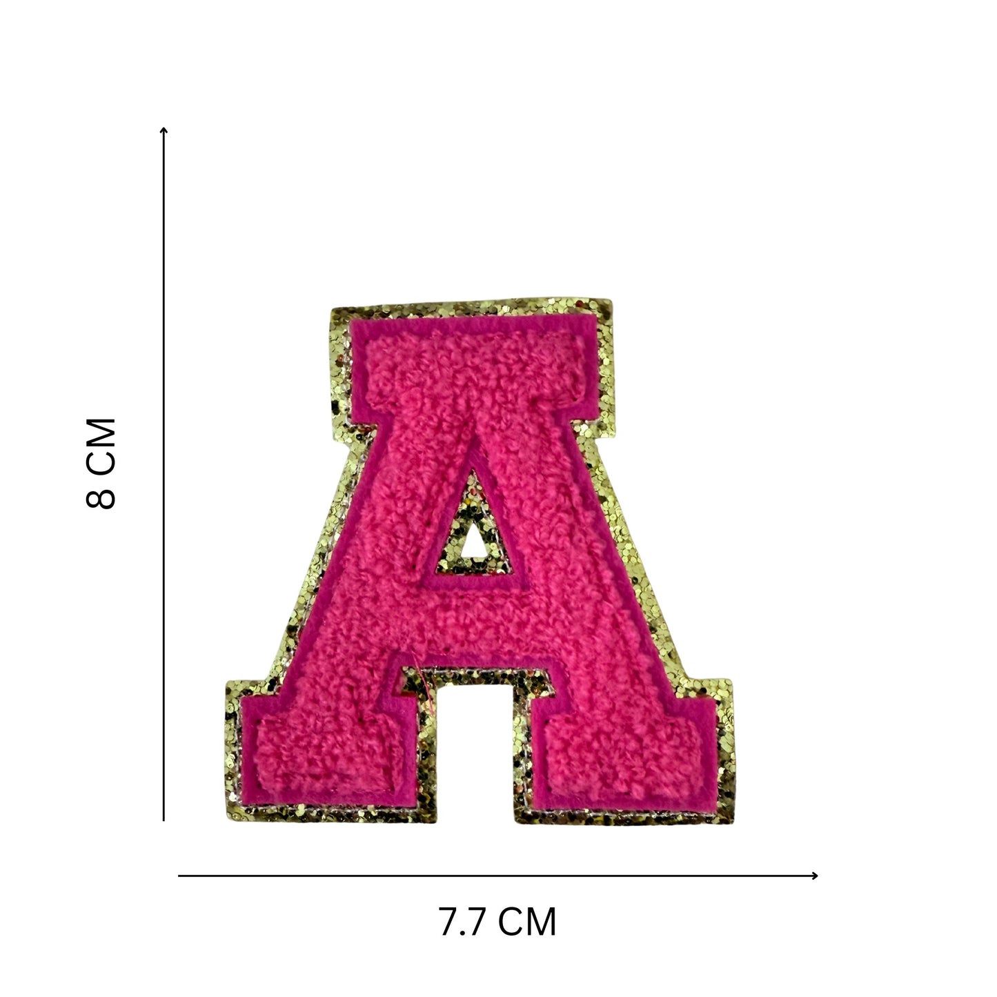 Iron On/Sew On 8cm Glitter Gold Edge Colorful Embroidered Letter "A"