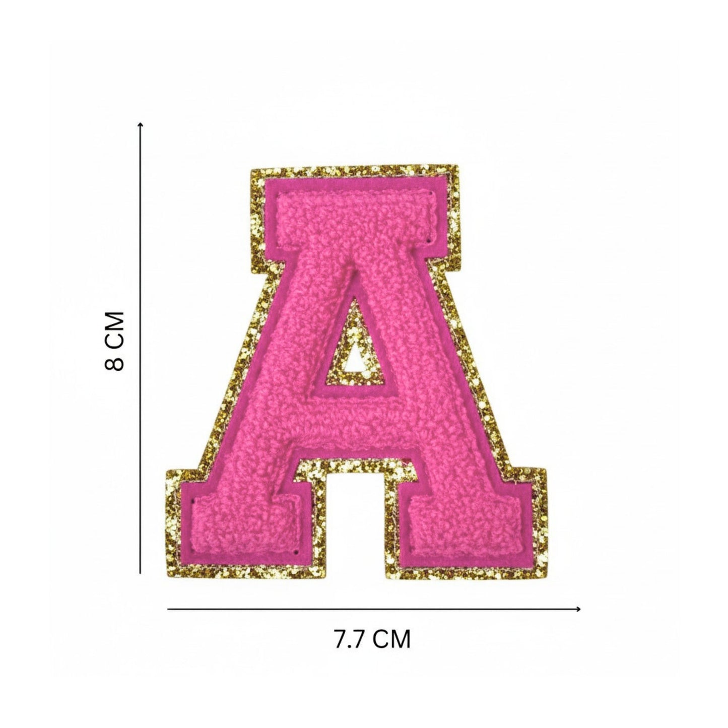 Iron On/Sew On 8cm Glitter Gold Edge Colorful Embroidered Letter "A"