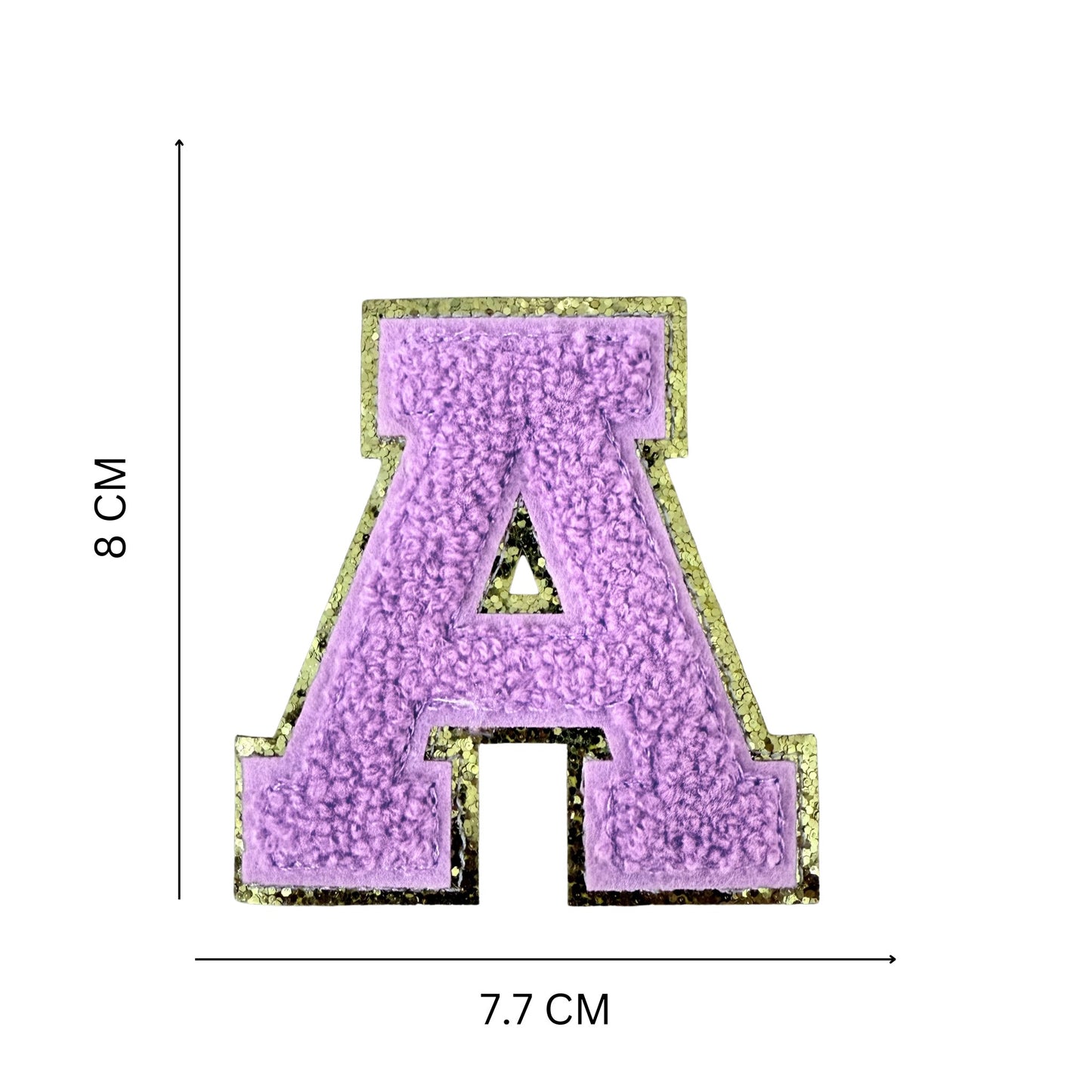 Iron On/Sew On 8cm Glitter Gold Edge Colorful Embroidered Letter "A"