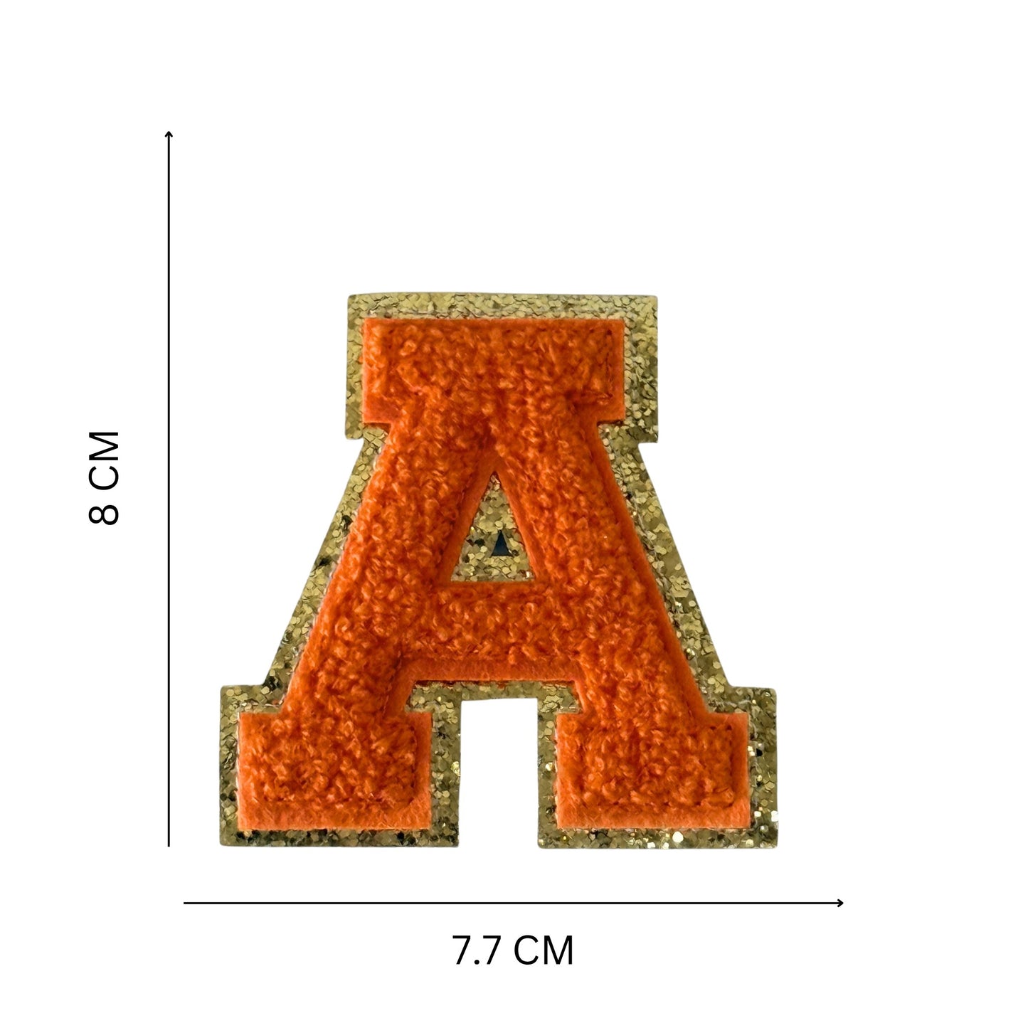 Iron On/Sew On 8cm Glitter Gold Edge Colorful Embroidered Letter "A"