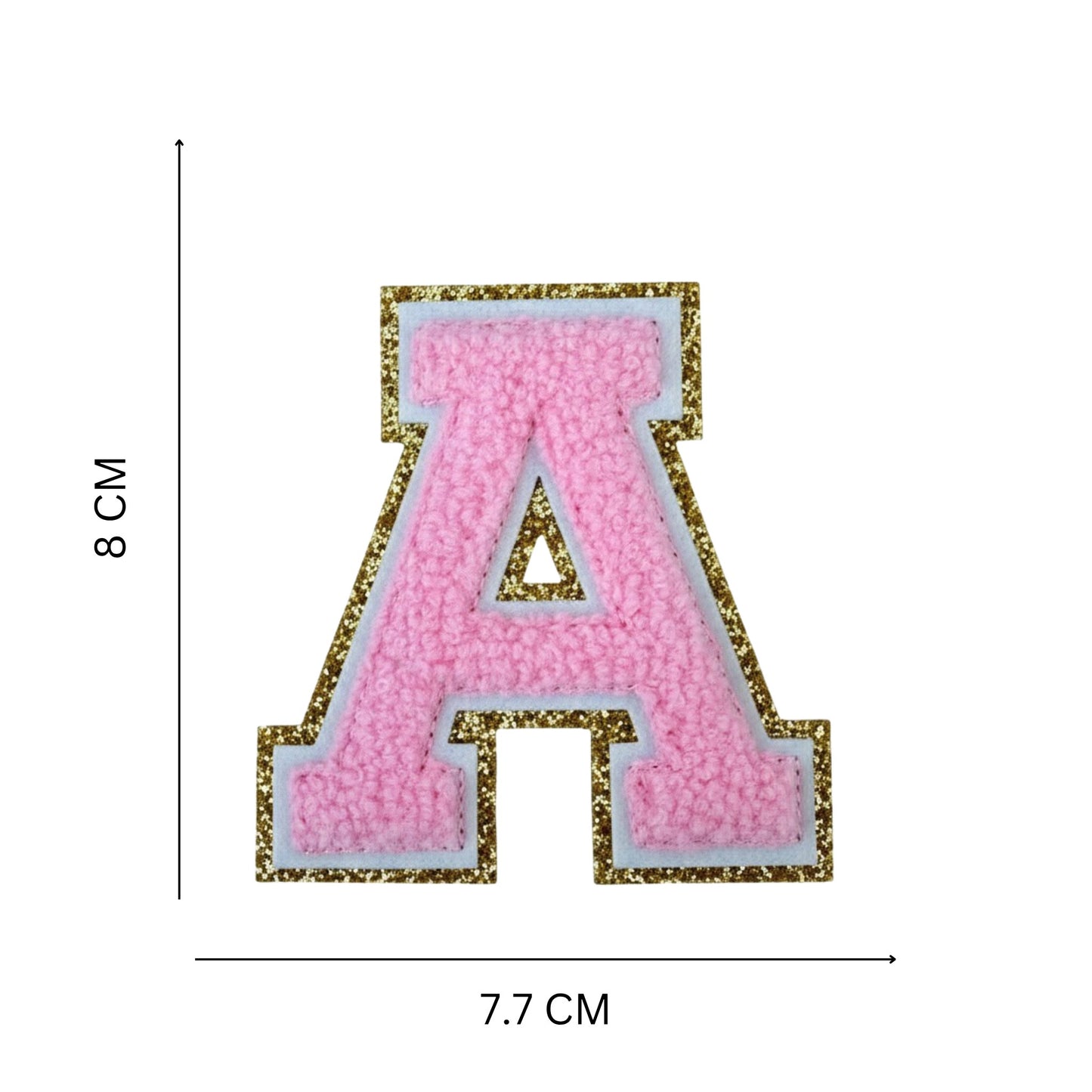 Iron On/Sew On 8cm Glitter Gold Edge Colorful Embroidered Letter "A"