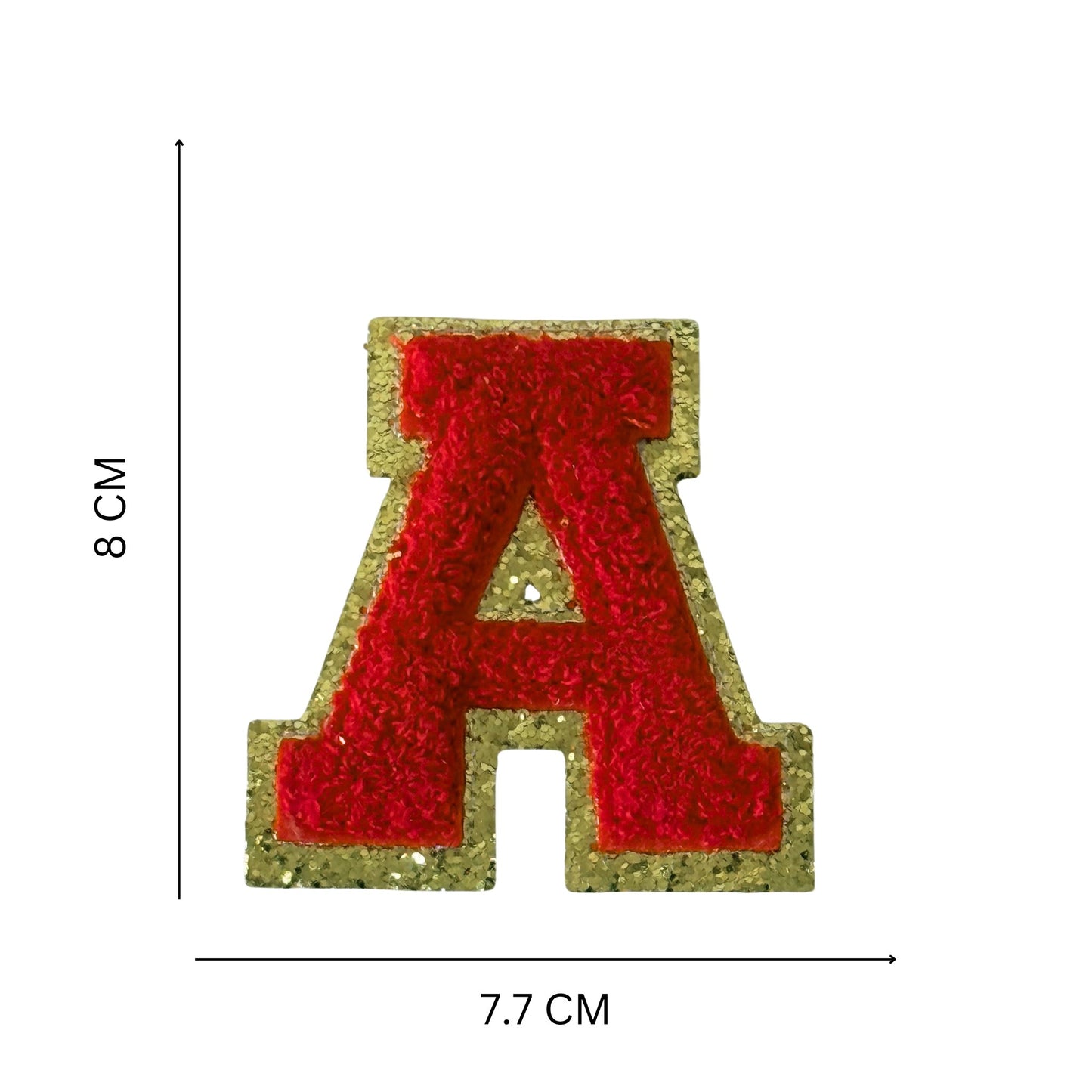 Iron On/Sew On 8cm Glitter Gold Edge Colorful Embroidered Letter "A"