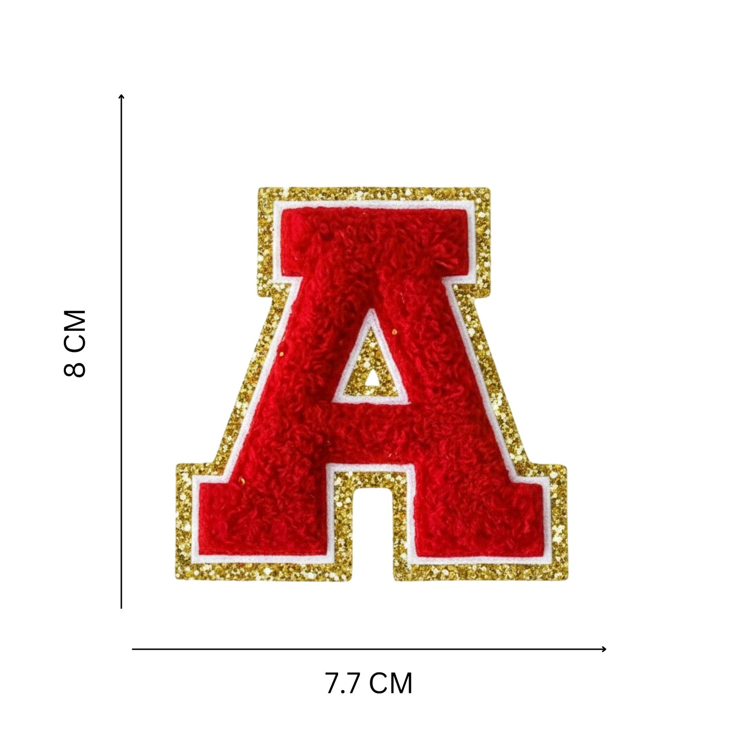 Iron On/Sew On 8cm Glitter Gold Edge Colorful Embroidered Letter "A"