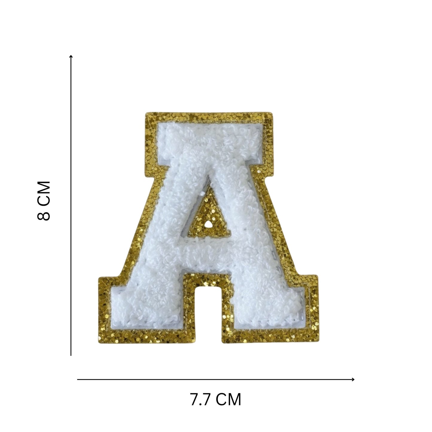 Iron On/Sew On 8cm Glitter Gold Edge Colorful Embroidered Letter "A"