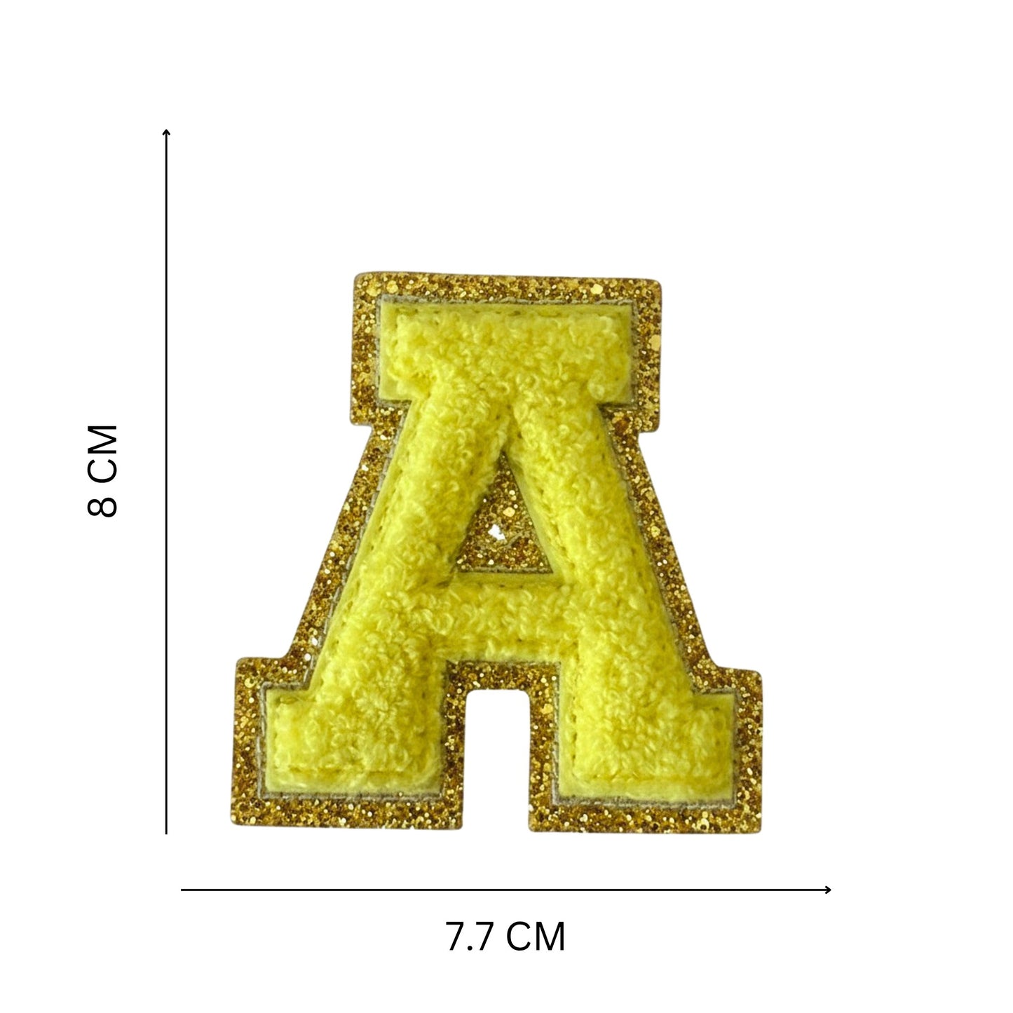 Iron On/Sew On 8cm Glitter Gold Edge Colorful Embroidered Letter "A"