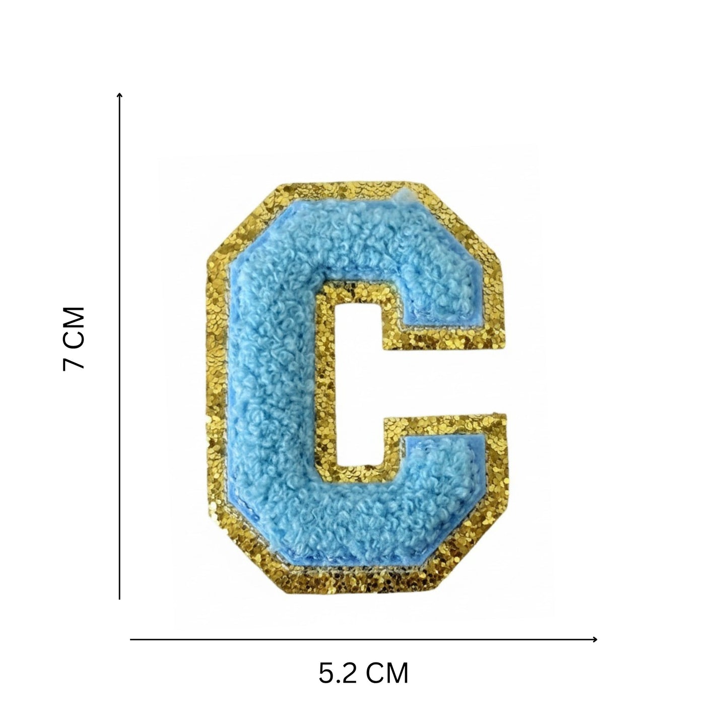 Iron On/Sew On Patch - Glitter Gold Edge Colorful Embroidered Letter "C"
