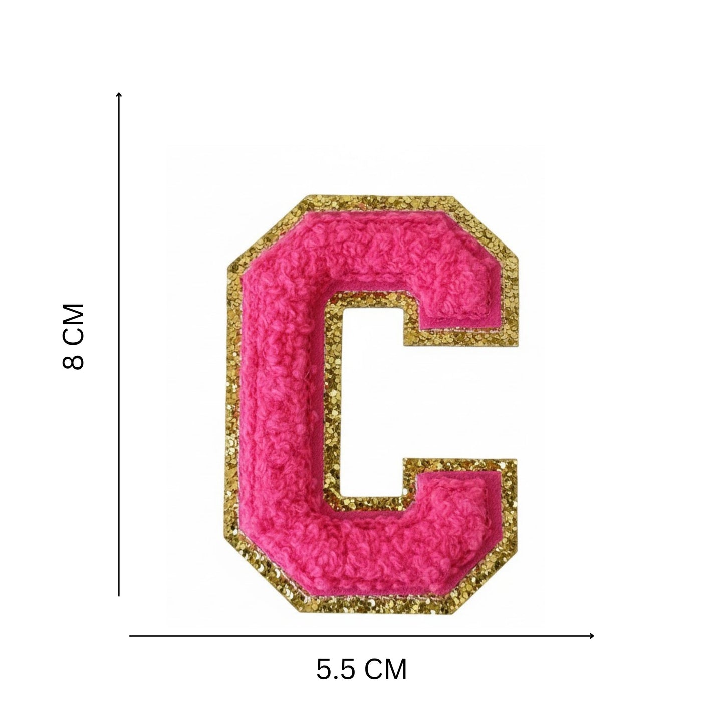 Iron On/Sew On Patch - Glitter Gold Edge Colorful Embroidered Letter "C"