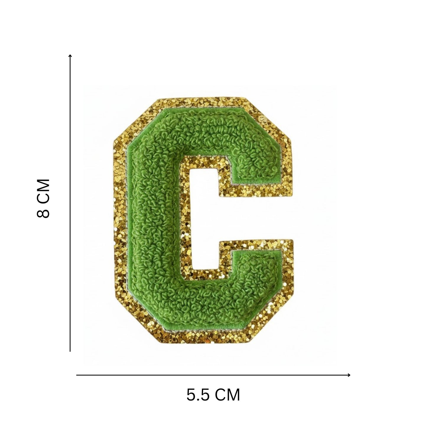 Iron On/Sew On Patch - Glitter Gold Edge Colorful Embroidered Letter "C"