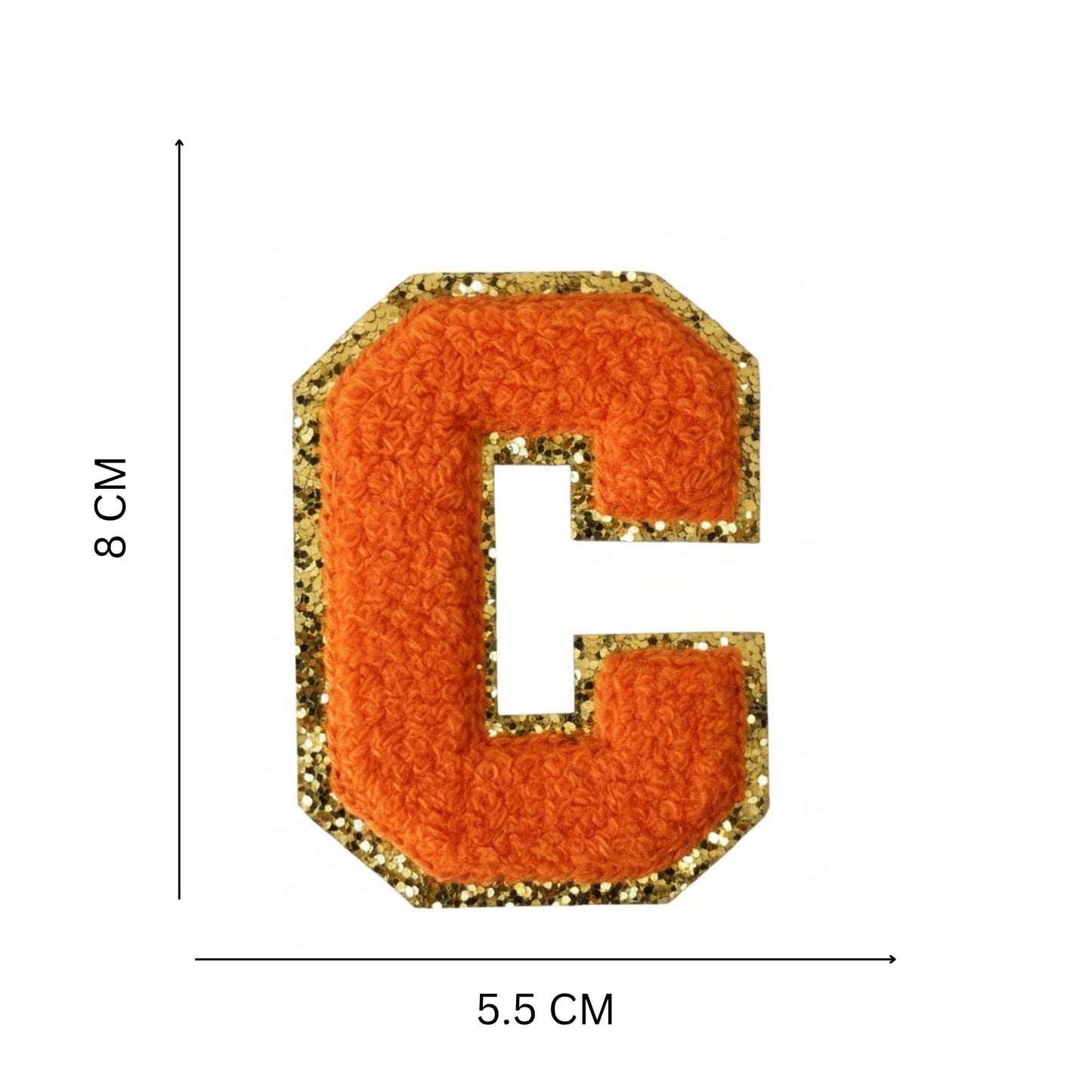 Iron On/Sew On Patch - Glitter Gold Edge Colorful Embroidered Letter "C"