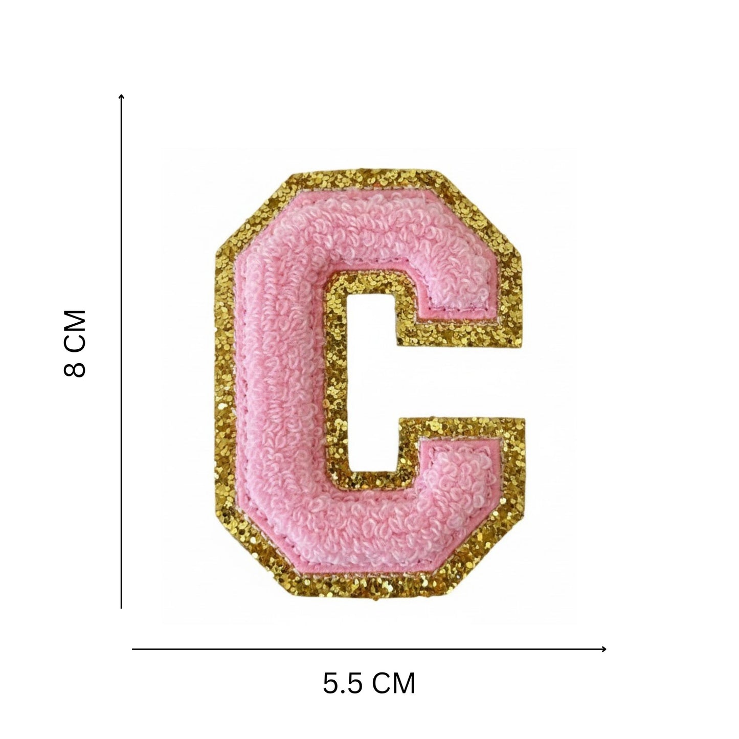 Iron On/Sew On Patch - Glitter Gold Edge Colorful Embroidered Letter "C"