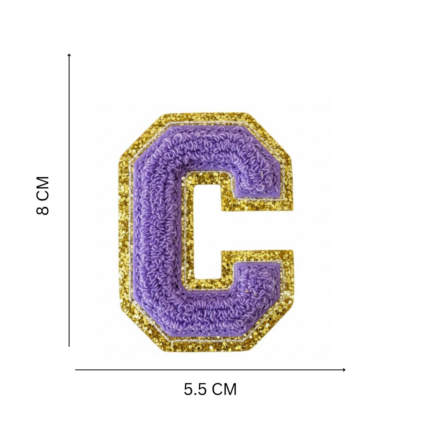 Iron On/Sew On Patch - Glitter Gold Edge Colorful Embroidered Letter "C"