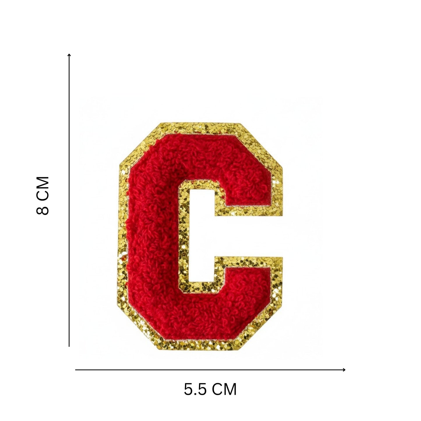 Iron On/Sew On Patch - Glitter Gold Edge Colorful Embroidered Letter "C"