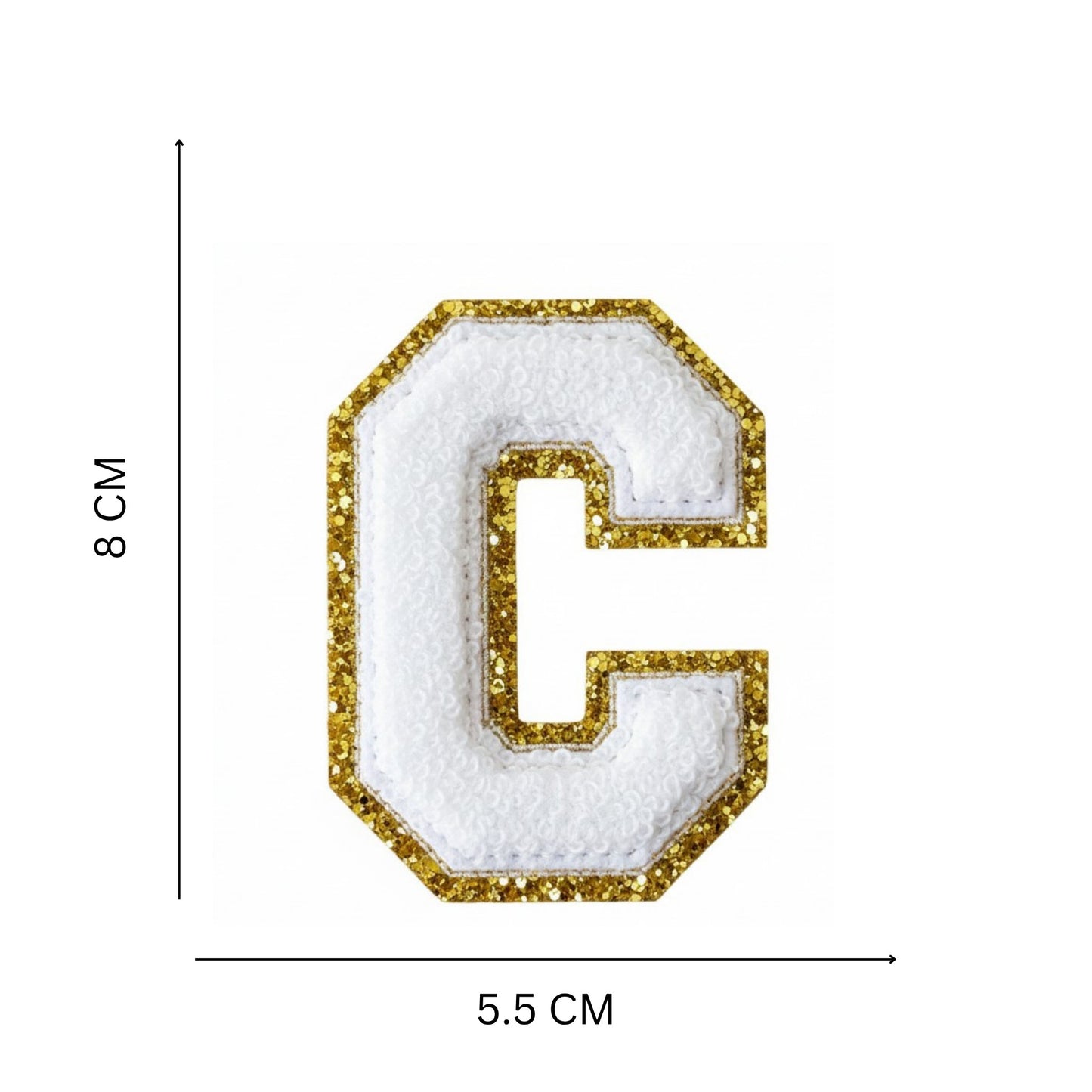 Iron On/Sew On Patch - Glitter Gold Edge Colorful Embroidered Letter "C"