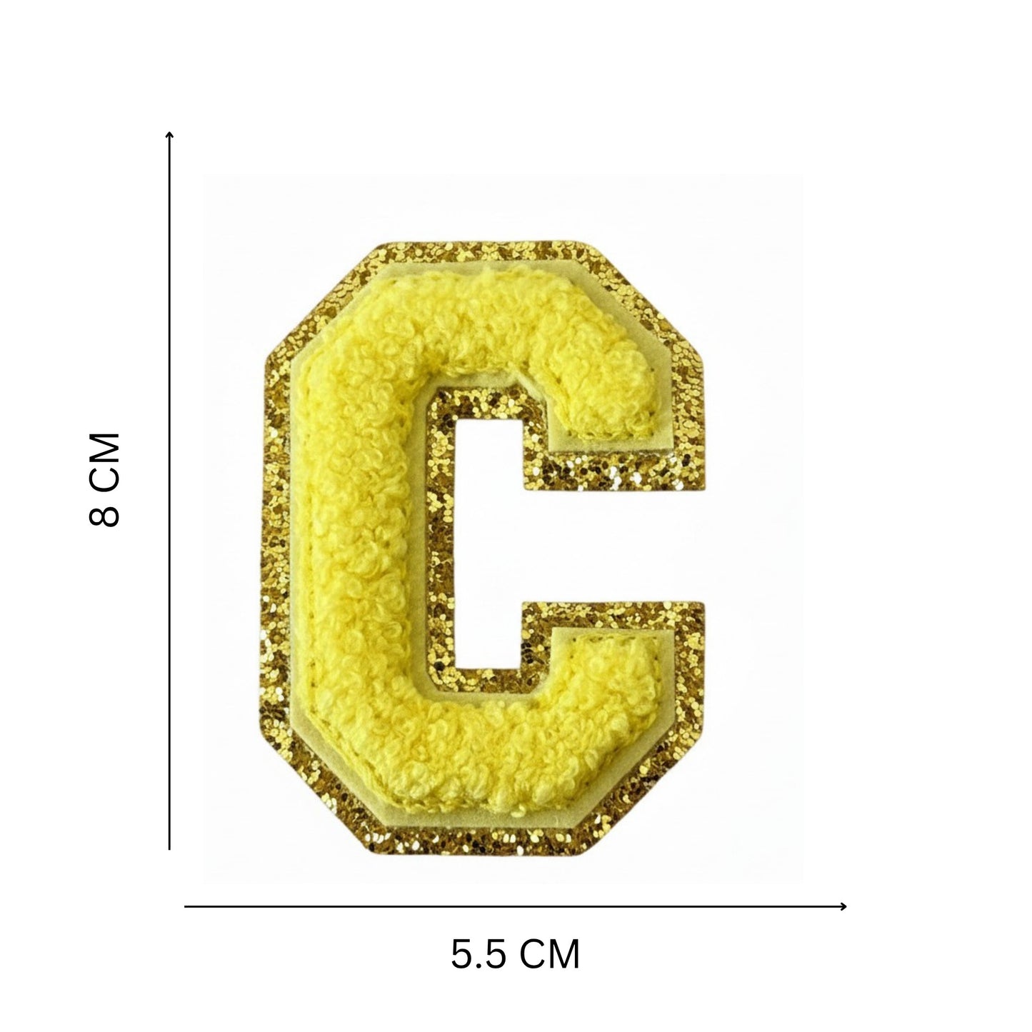 Iron On/Sew On Patch - Glitter Gold Edge Colorful Embroidered Letter "C"