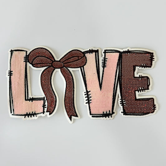 Iron On/Sew On Big Size Glitter Edge Embroidered Sequin Love Patch