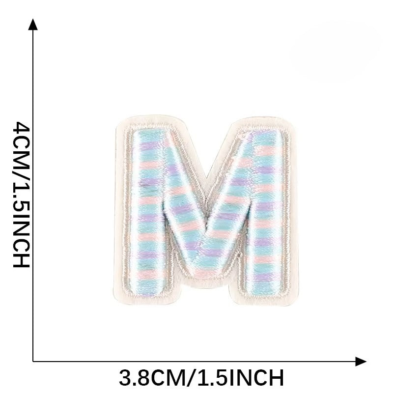 Iron-On Pastel Blue Letter Patch – 4cm 3D Embroidery