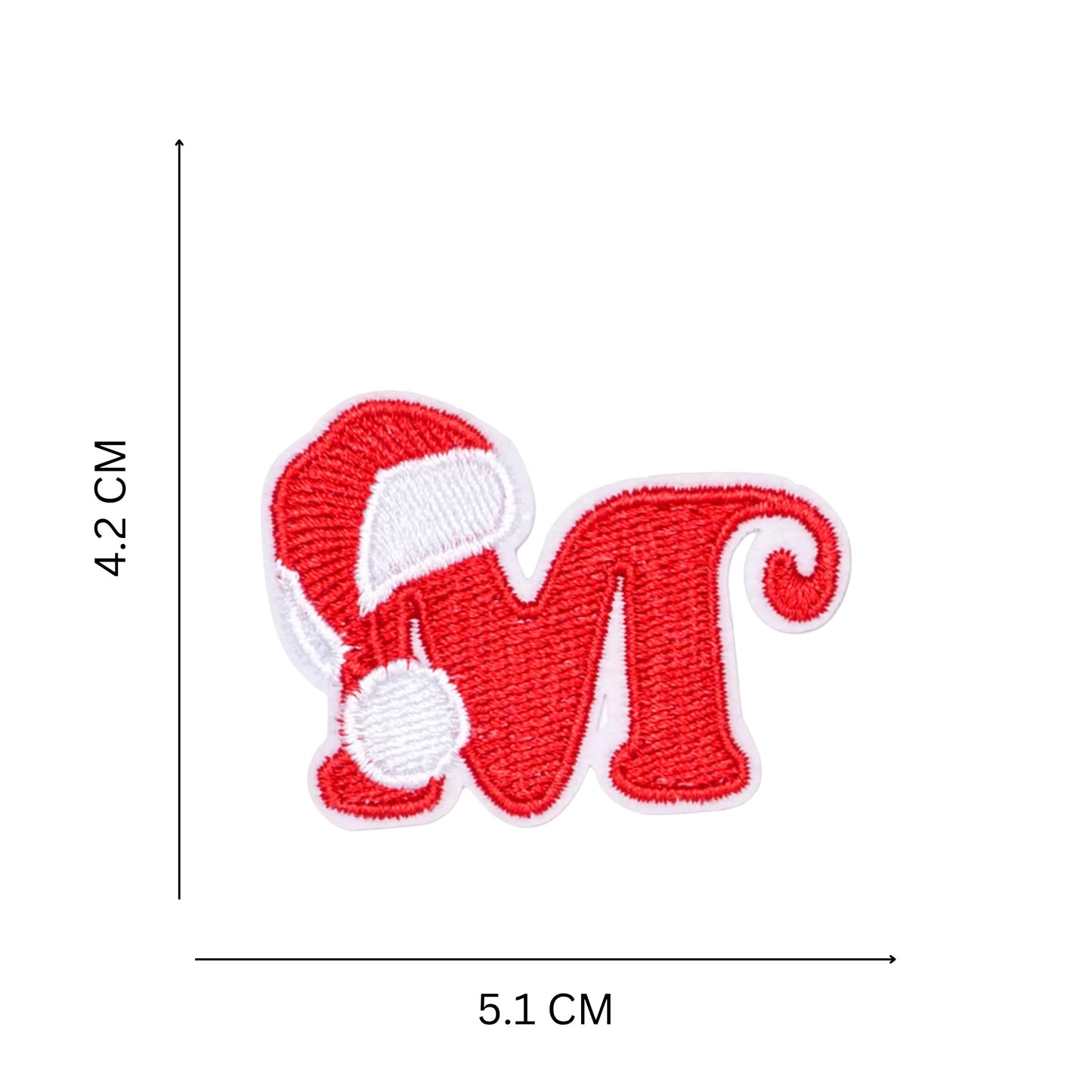 Christmas Iron-On Letter Patches – Red & White Embroidered A–Z Alphabet for DIY Gifts & Decor