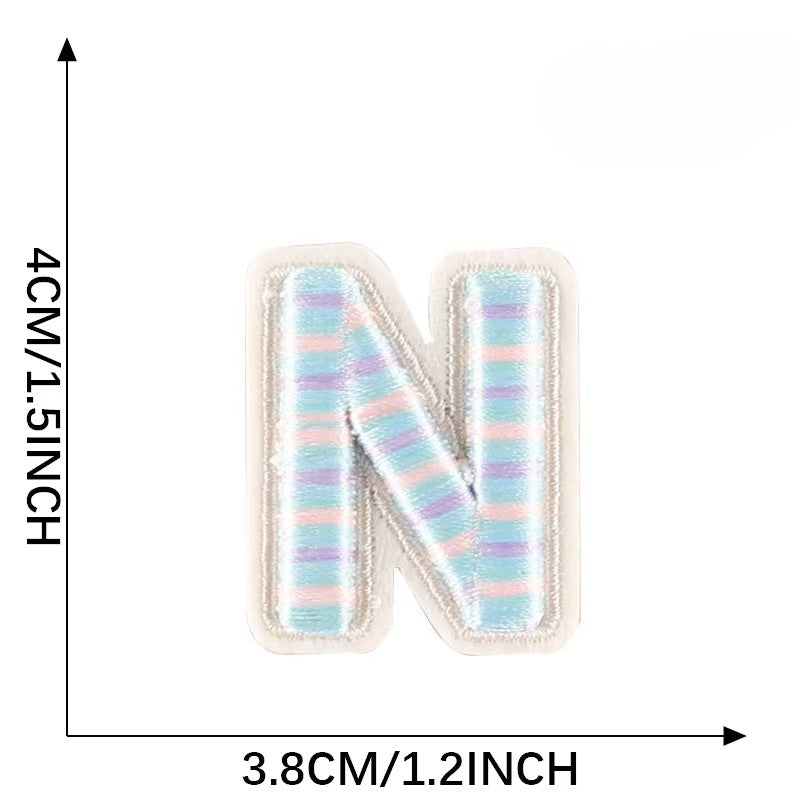 Iron-On Pastel Blue Letter Patch – 4cm 3D Embroidery